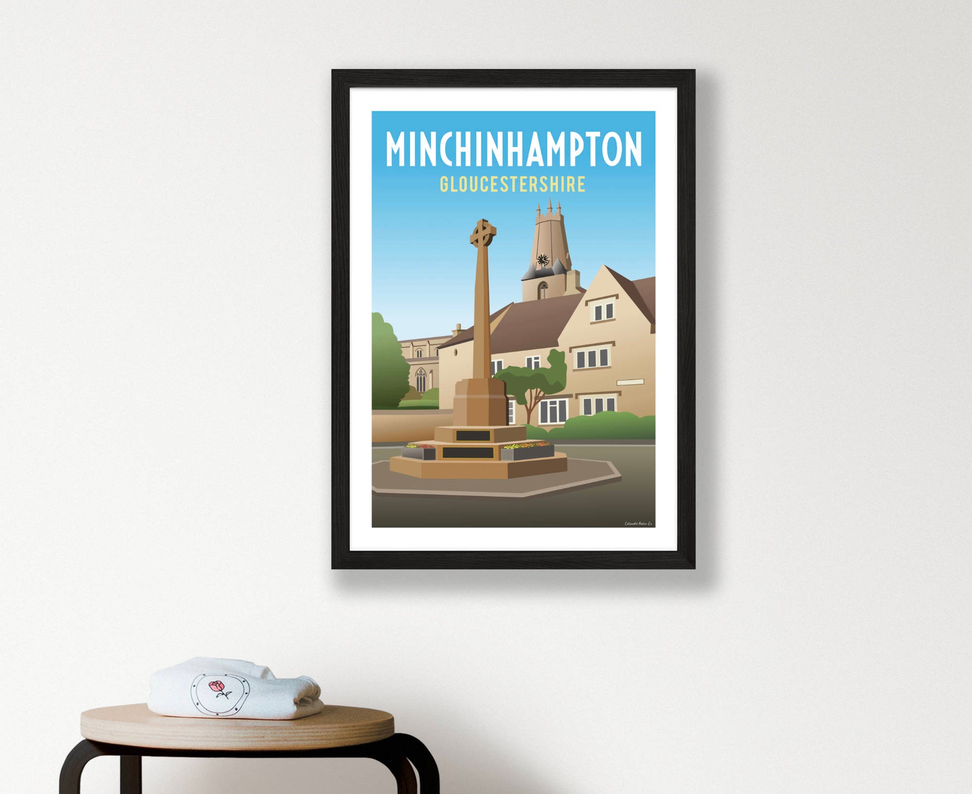 Minchinhampton Town Poster in black frame