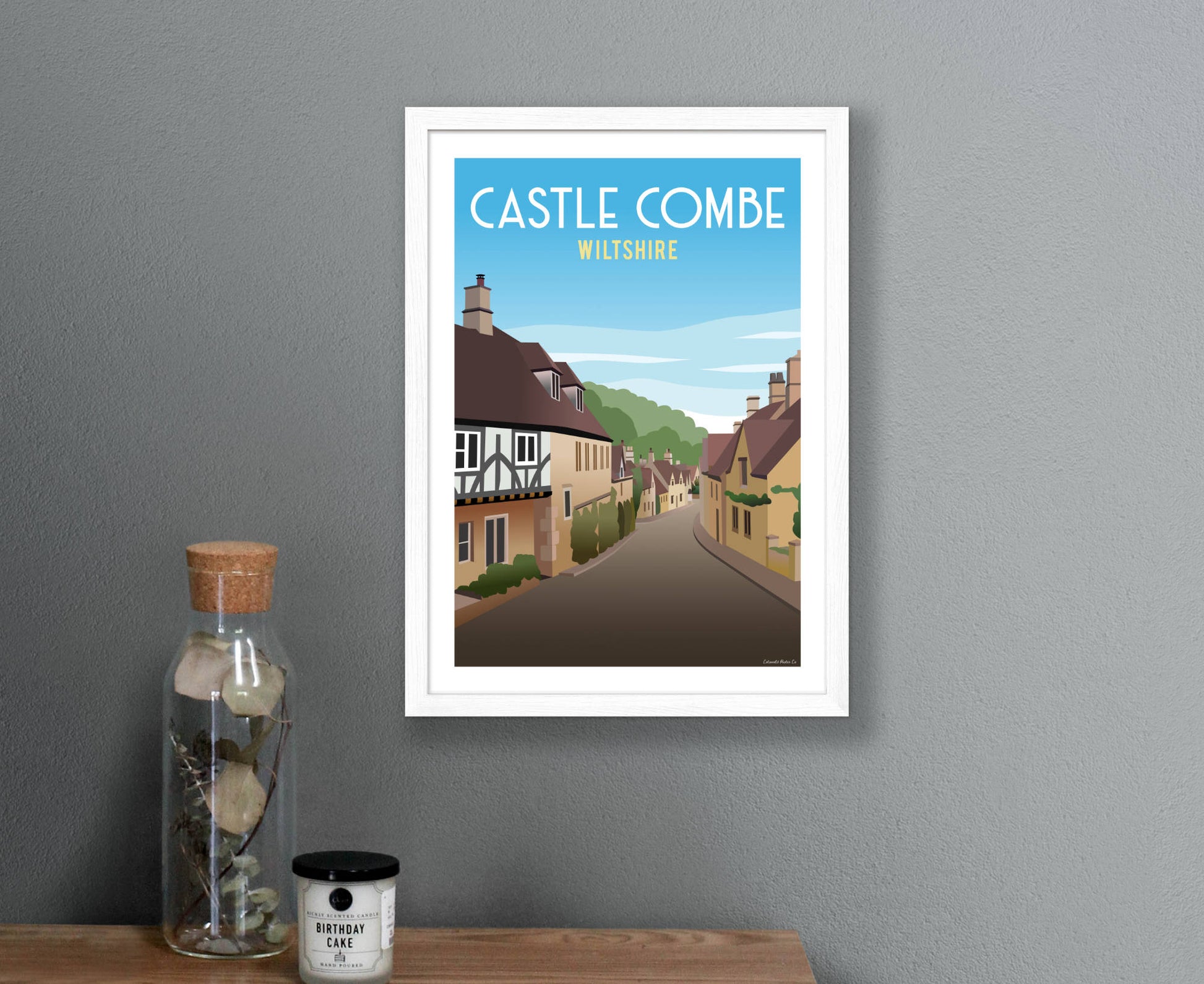 Castle Combe Poster in white frame