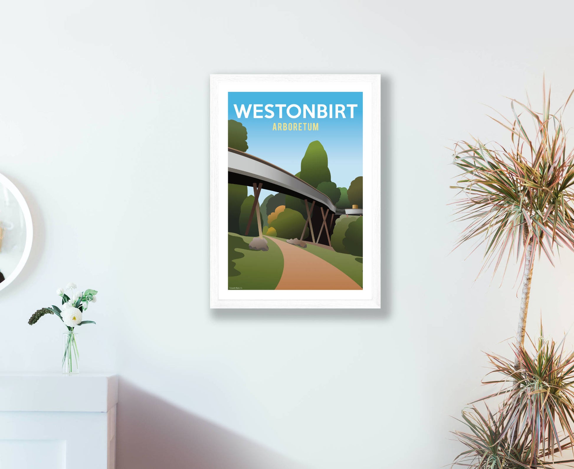 Westonbirt Arboretum Skywalk Poster in white frame
