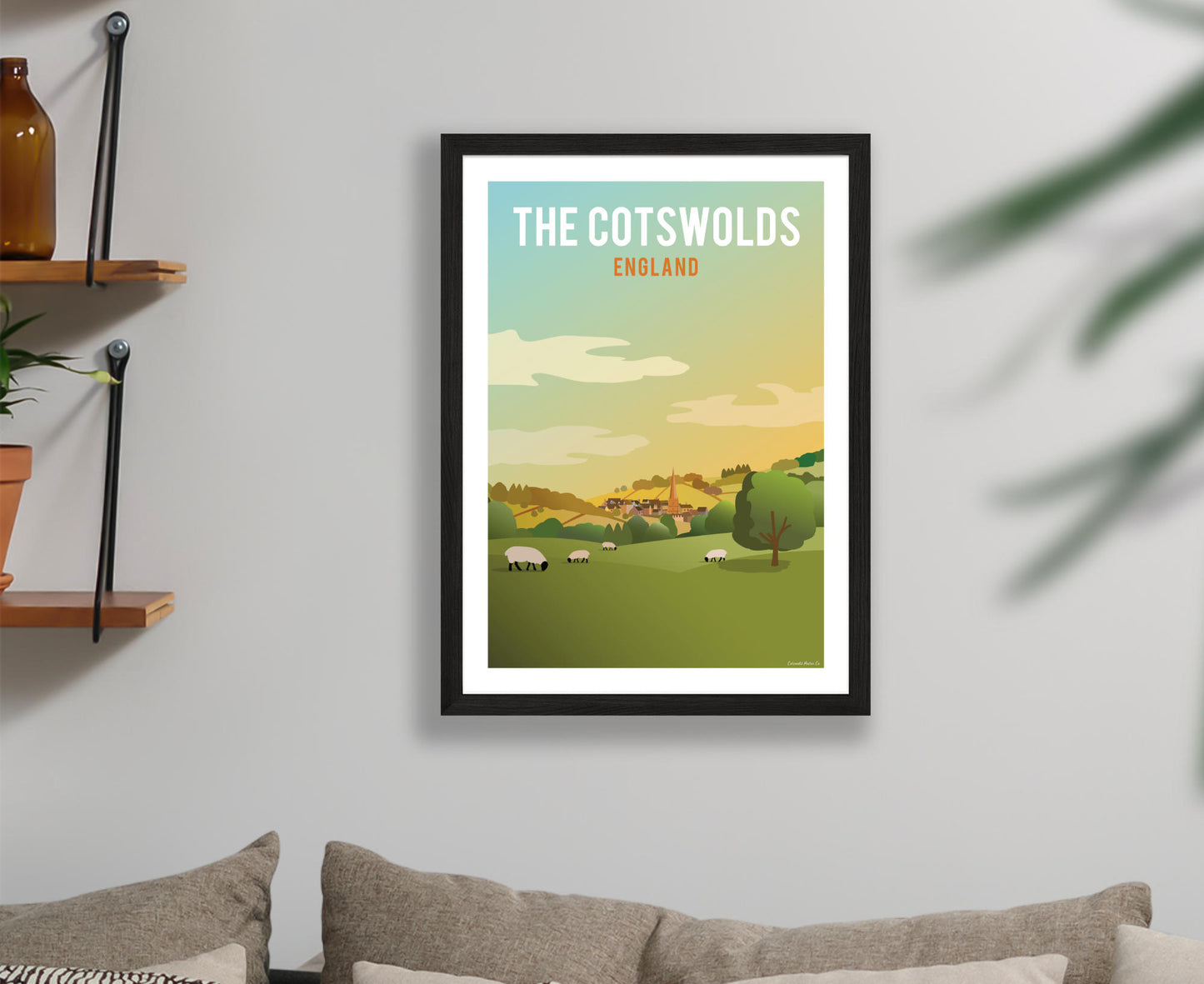 The Cotswolds Poster in black frame