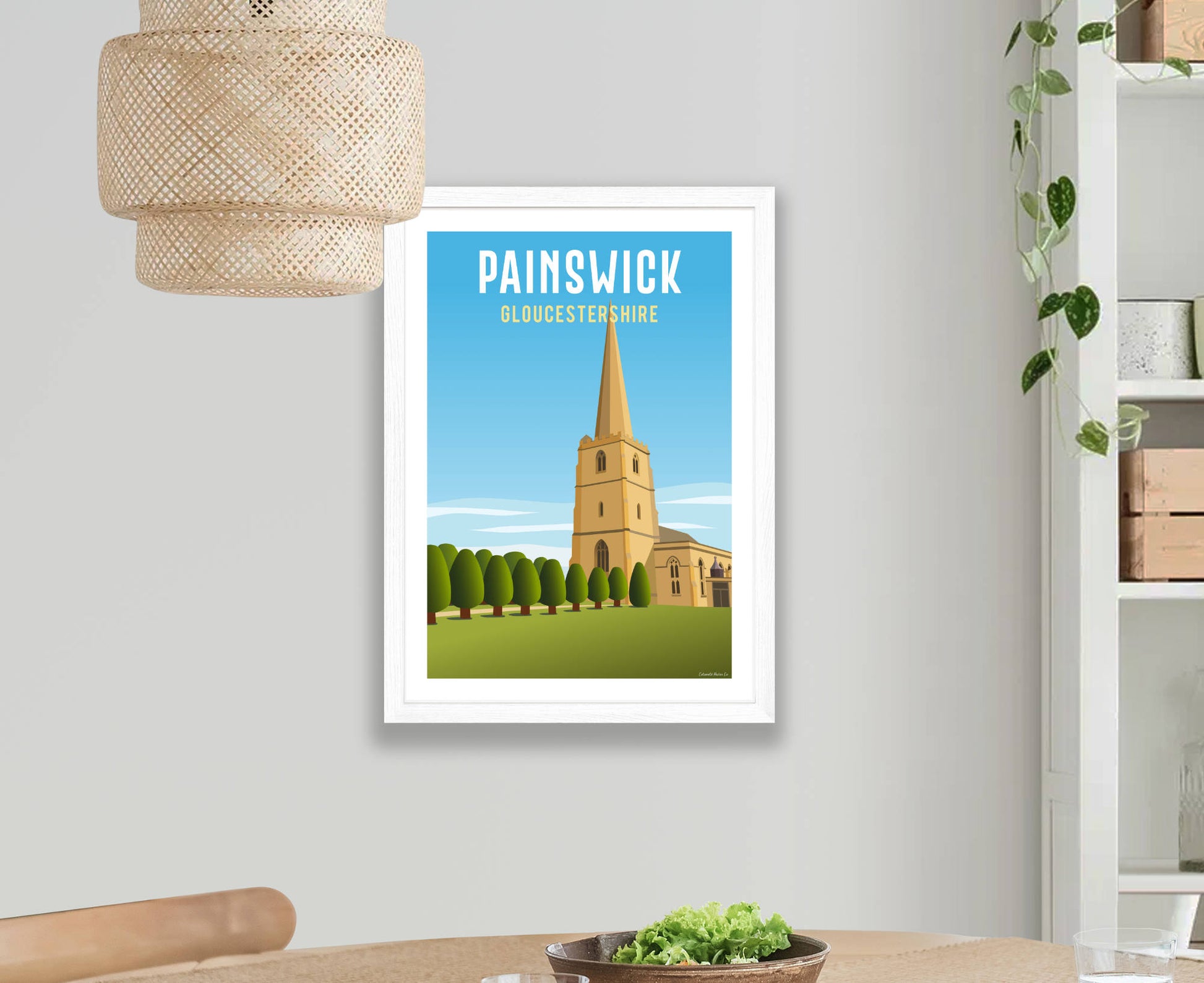 Painswick Church Poster in white frame