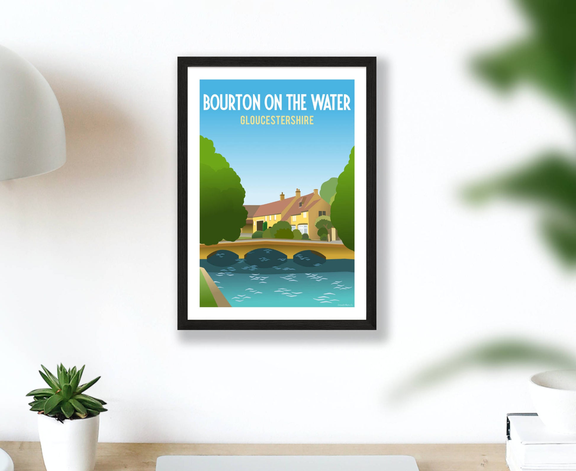 Bourton on the Water Poster in black frame