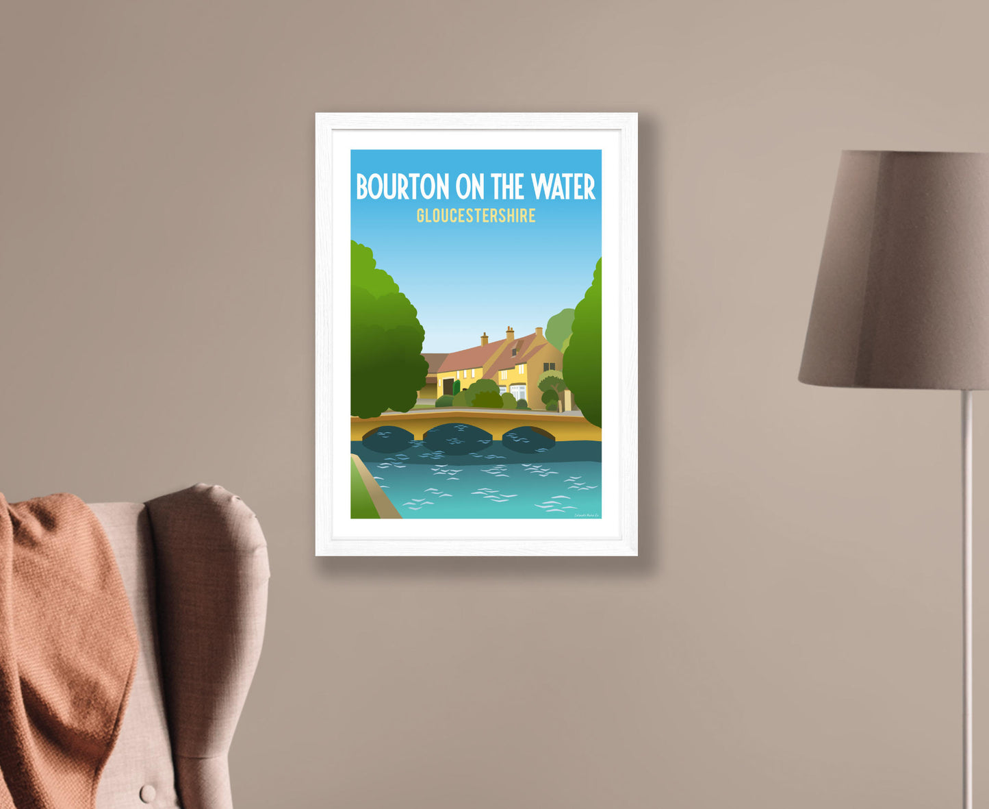 Bourton on the Water Poster in white frame