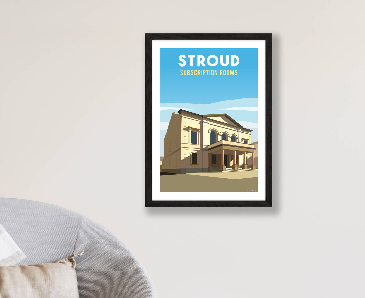 Stroud Subscription Rooms Poster in black frame