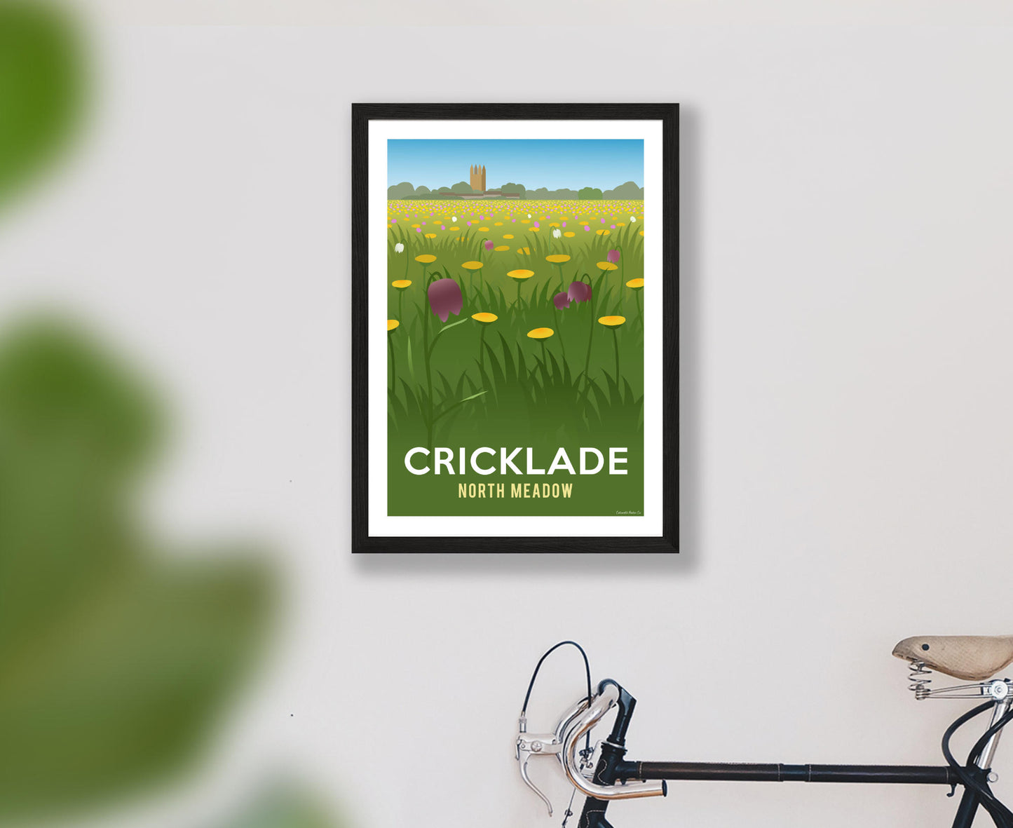 Cricklade North Meadow Poster in black frame