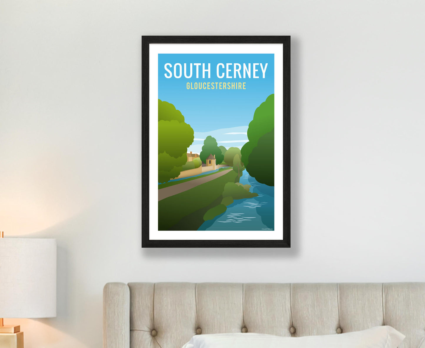 South Cerney Poster in black frame
