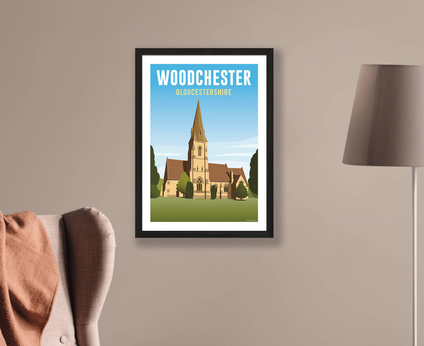 Woodchester Church Poster in black frame