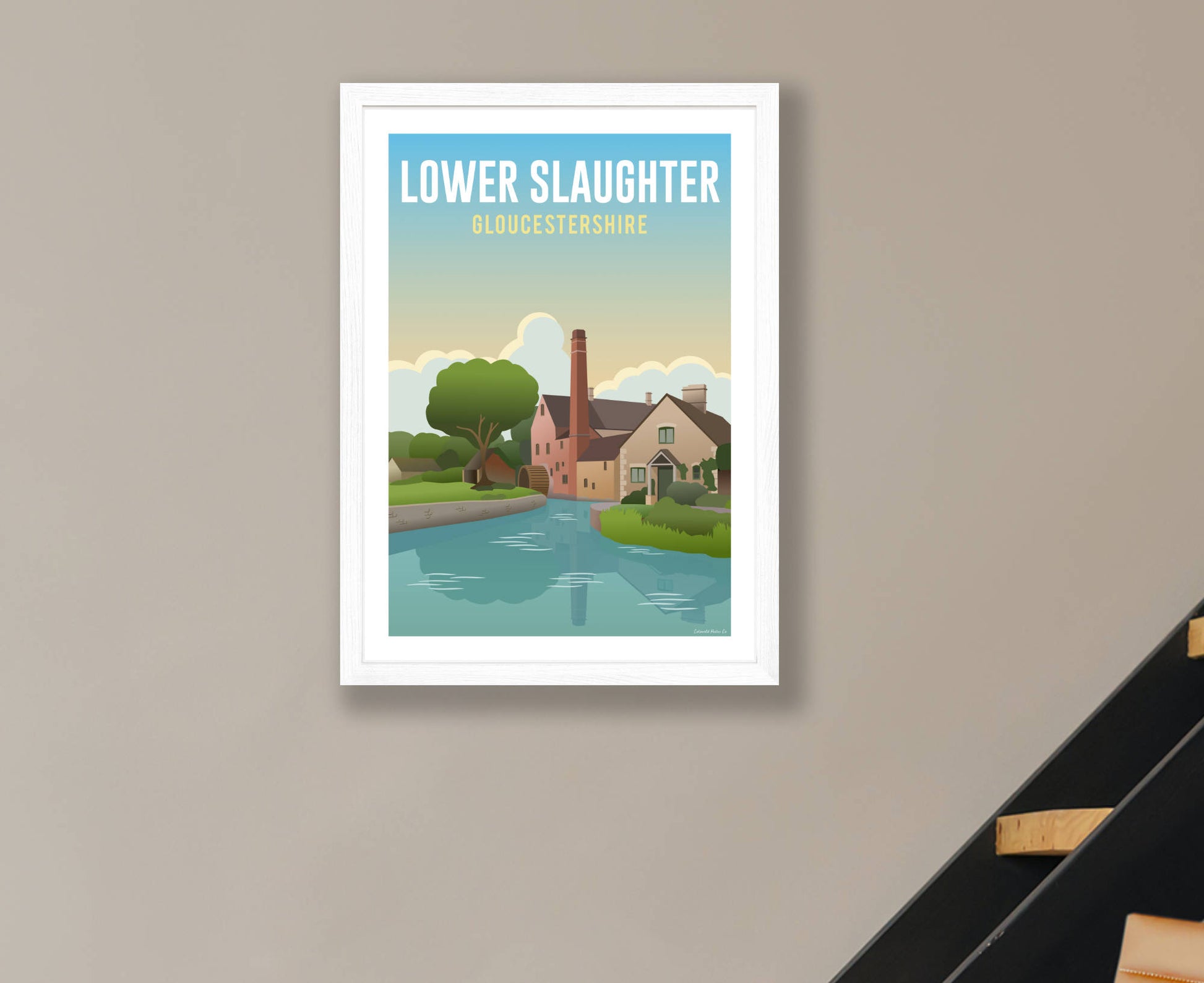 Lower Slaughter Poster in white frame