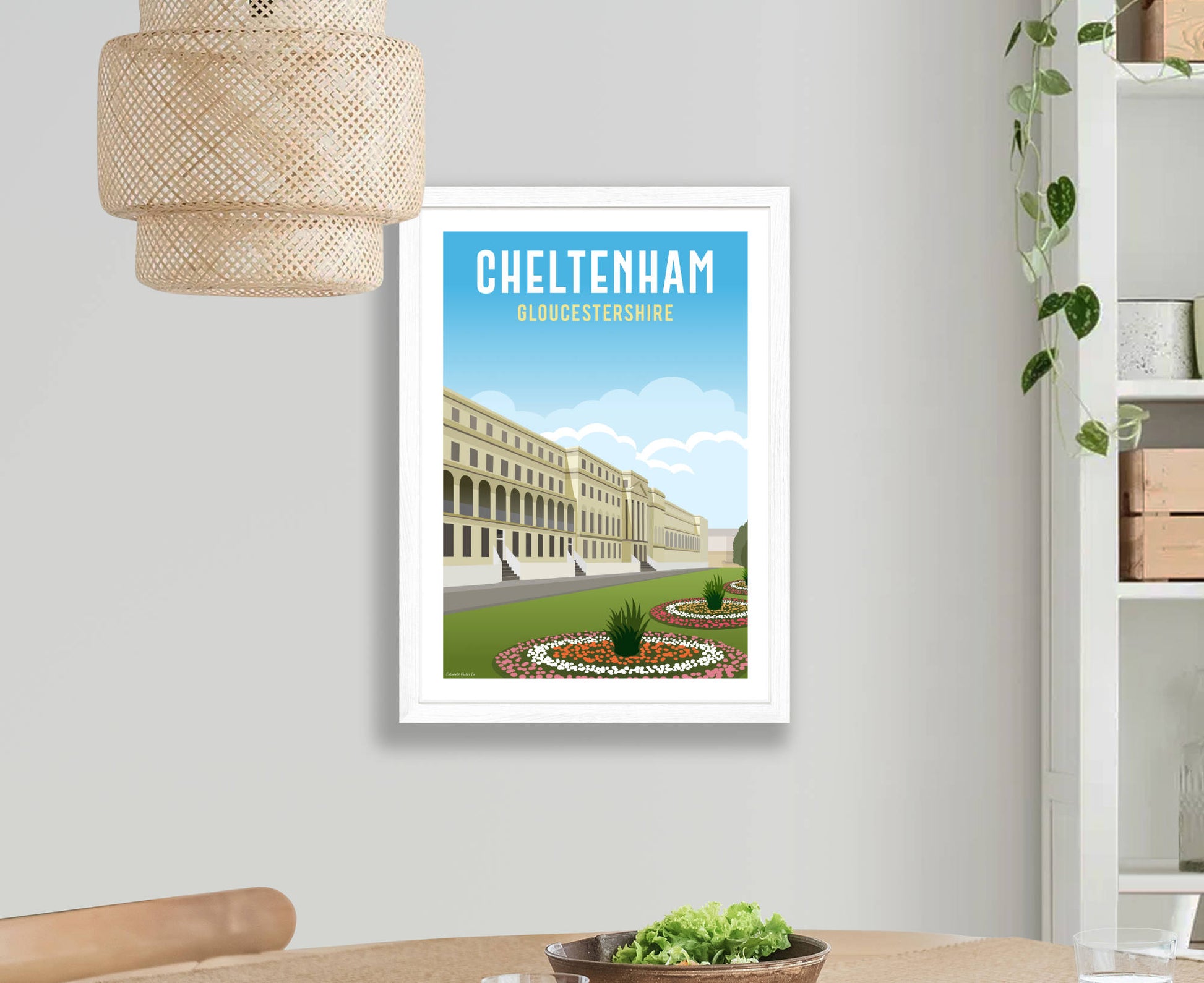 Cheltenham Promenade Poster in white frame