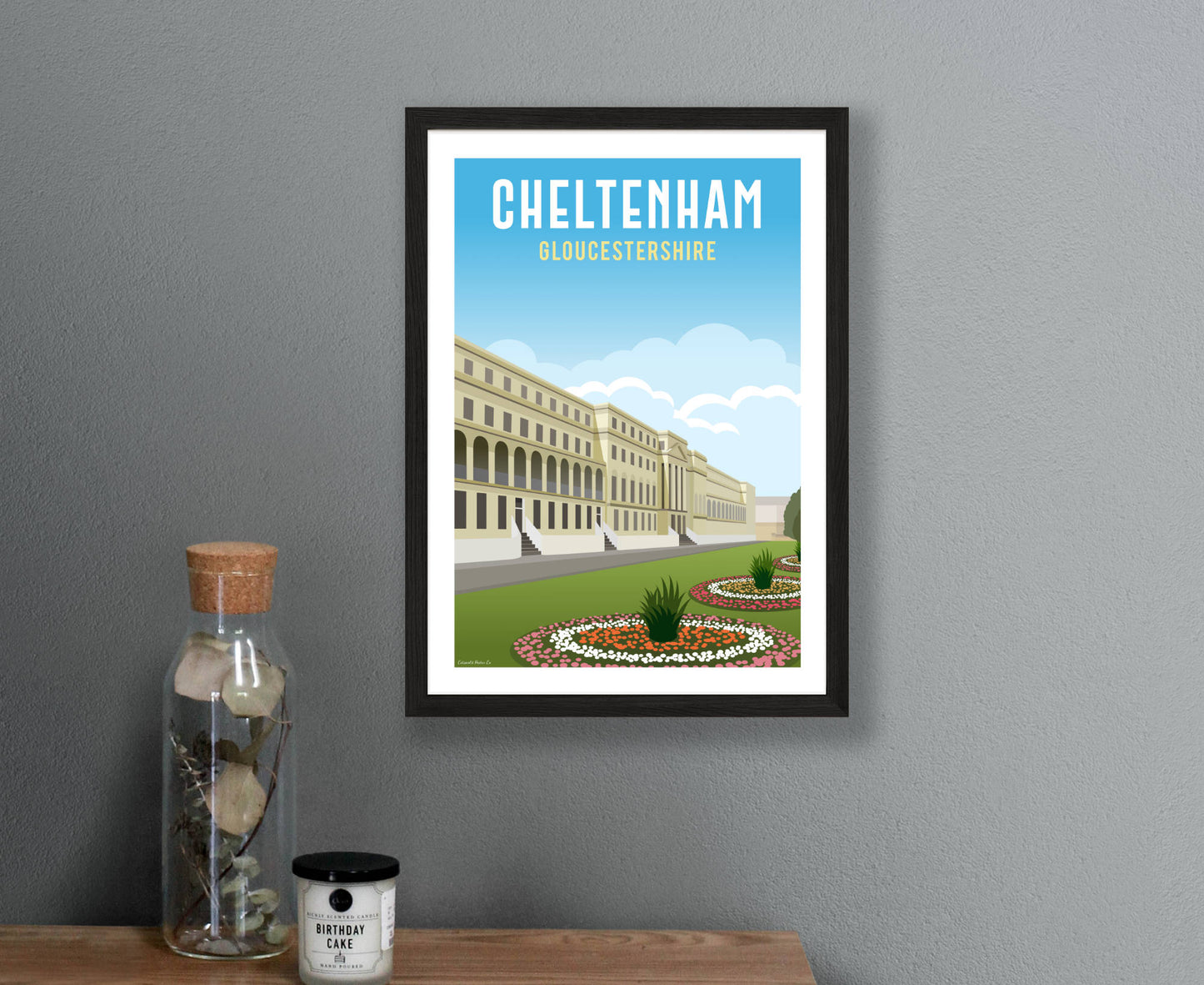 Cheltenham Promenade Poster in black frame