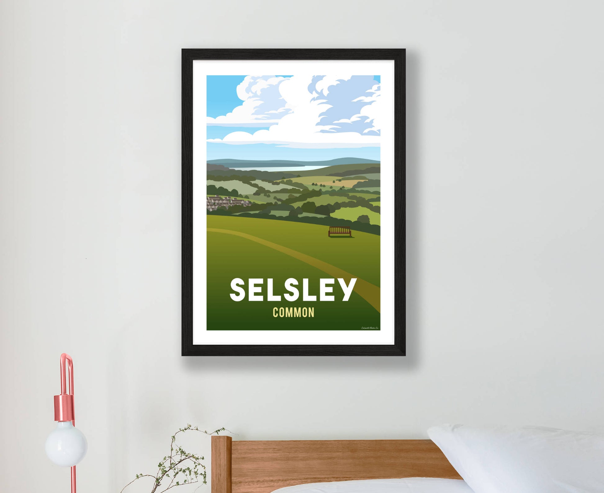 Selsley Common Poster in black frame