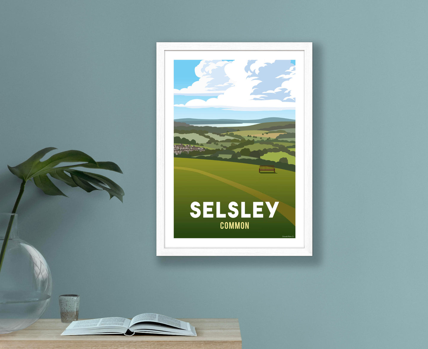 Selsley Common Poster in white frame