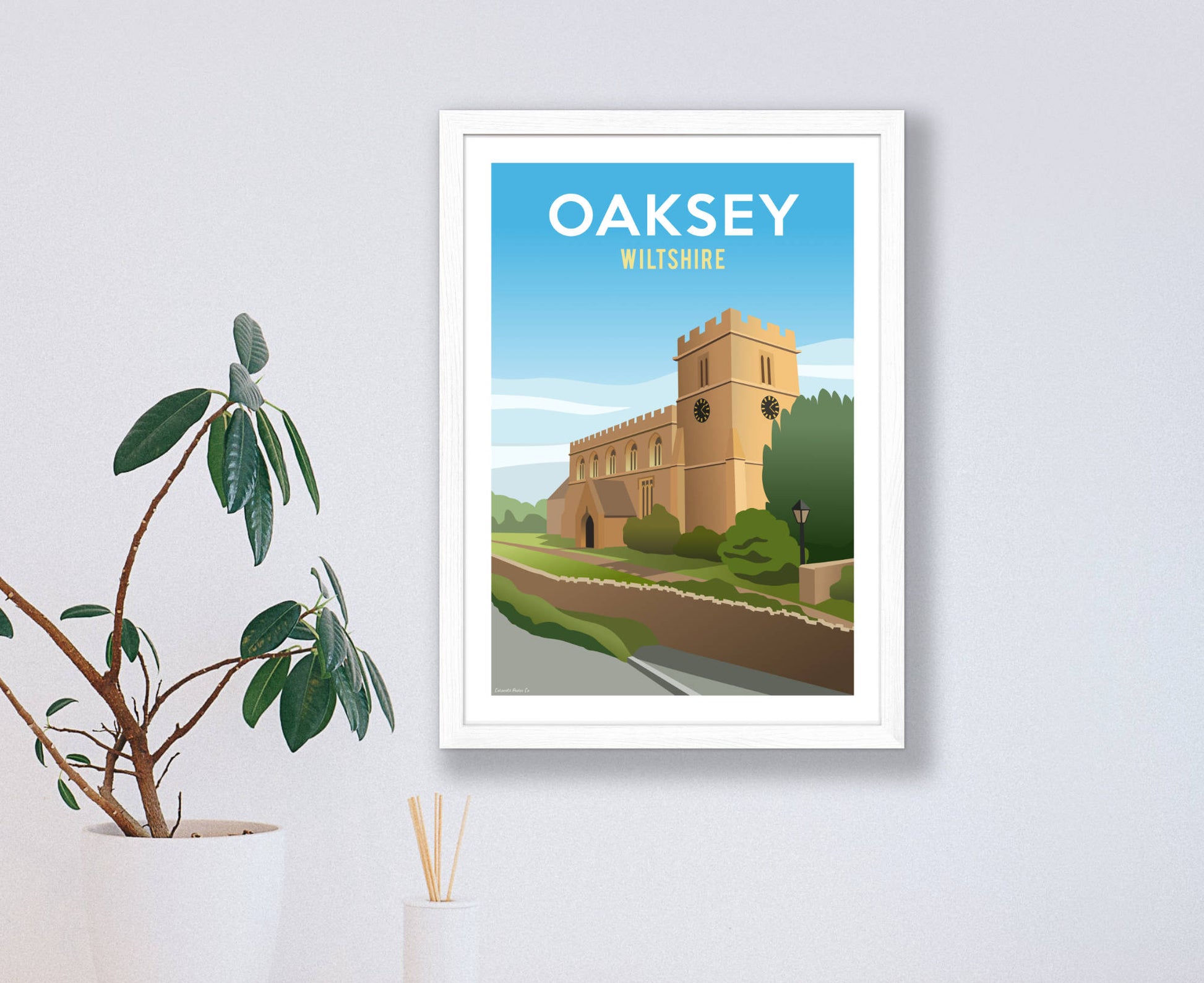 Oaksey Poster in white frame