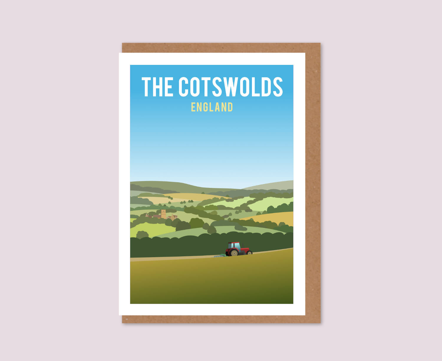 Cotswold Hills Tractor Greeting Card Art