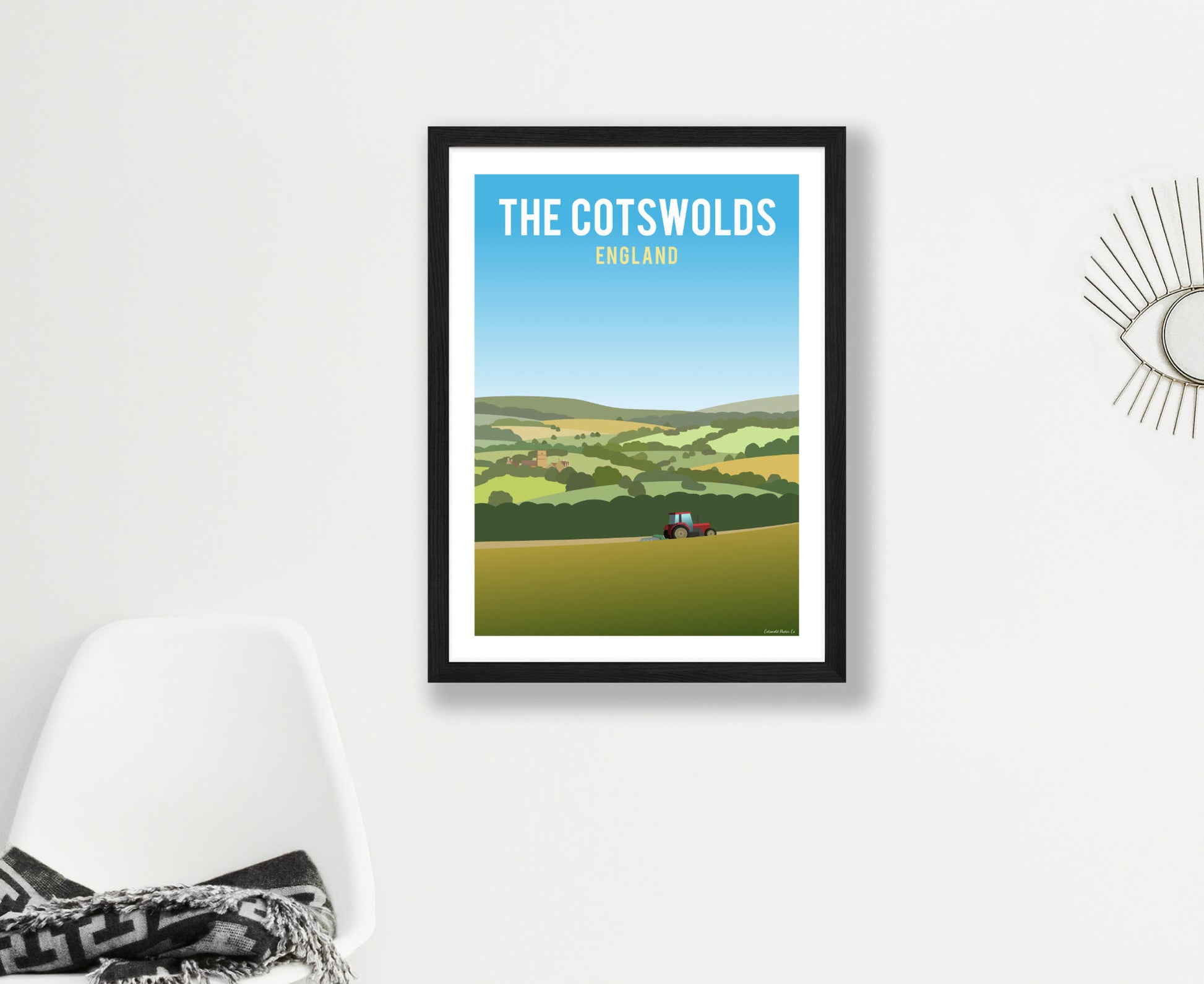 The Cotswold Hills Poster in black frame