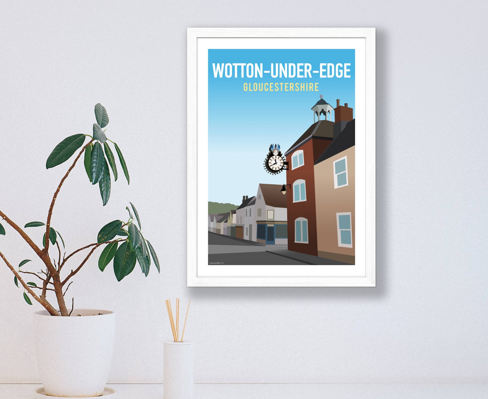 Wotton-Under-Edge Poster in white frame