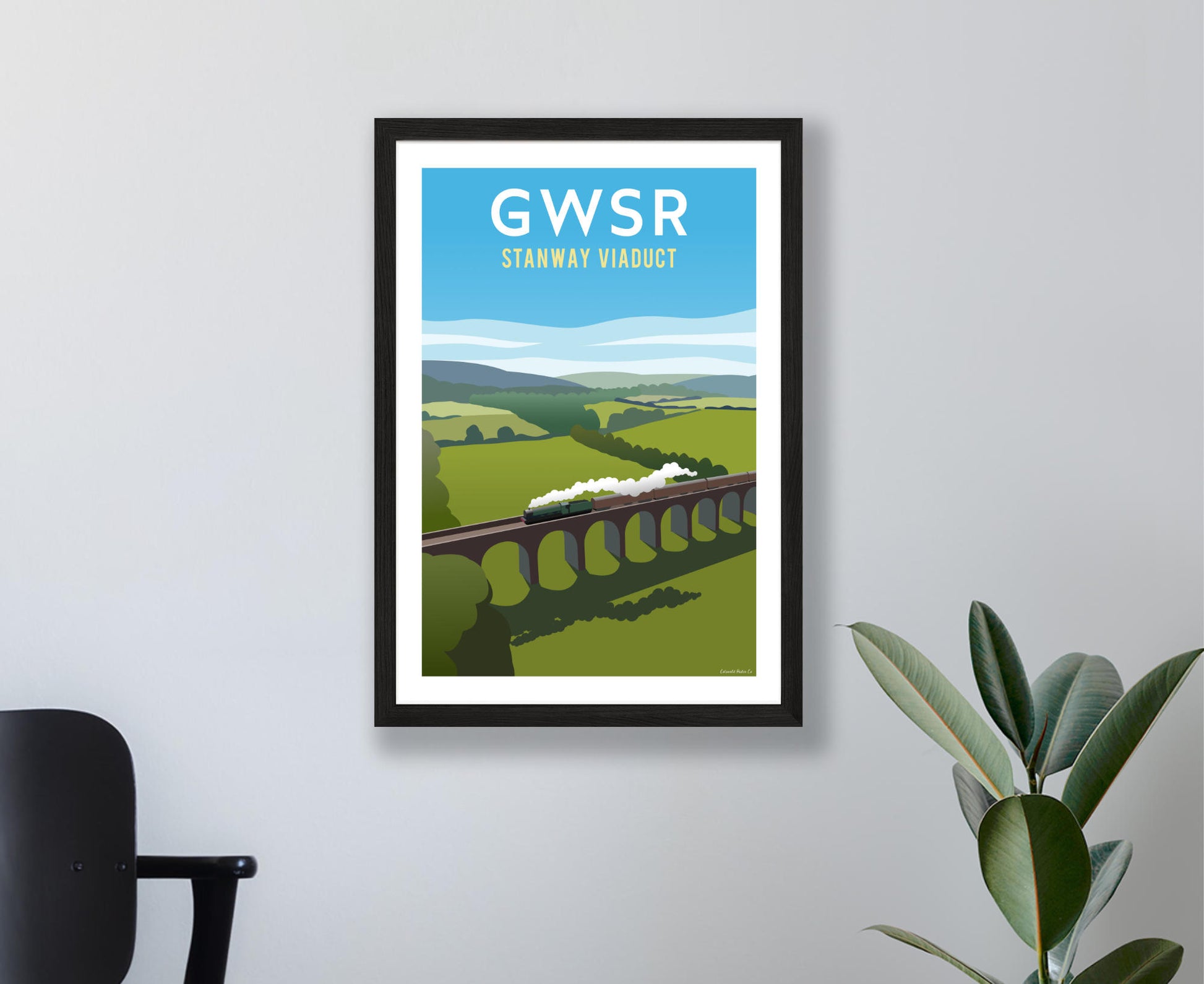 GWSR Stanway Viaduct Poster in black frame