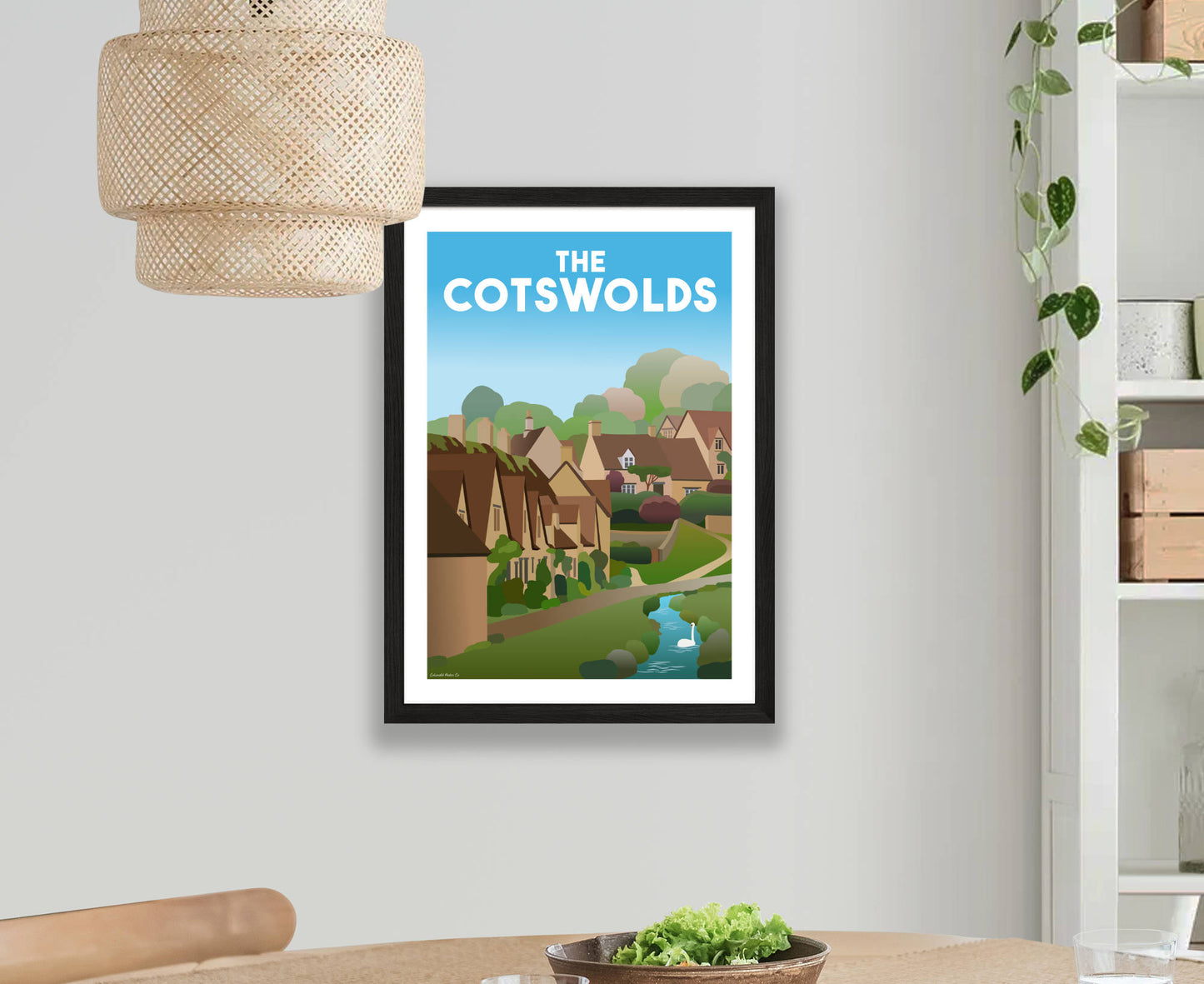 The Cotswolds Bibury Poster in black frame