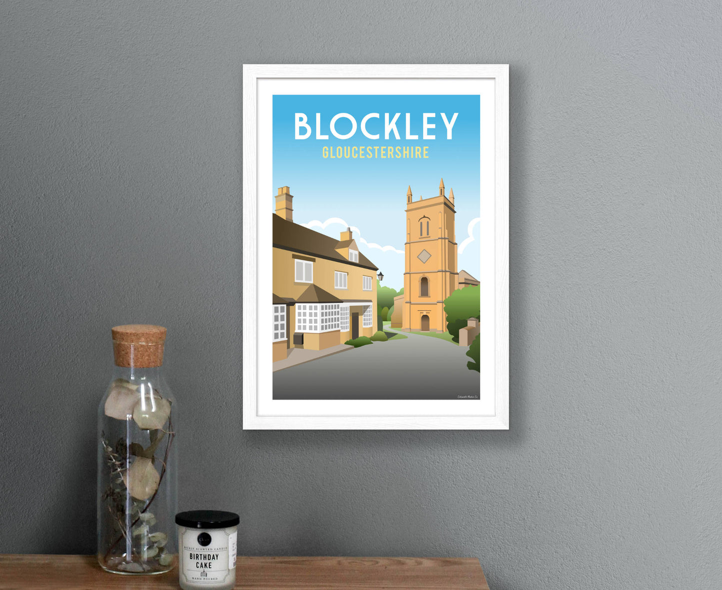 Blockley Poster in white frame