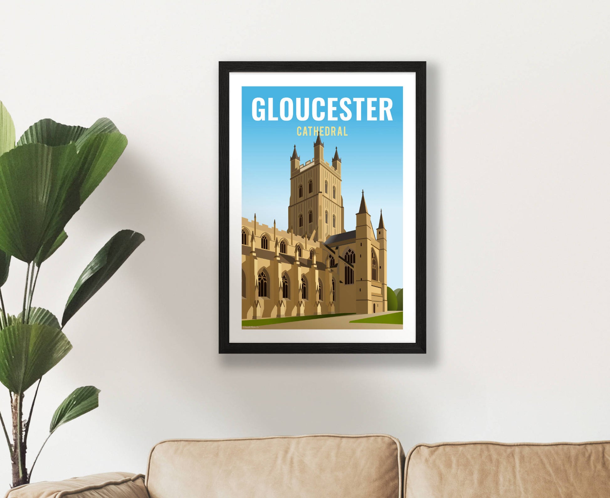 Gloucester Cathedral Poster in black frame