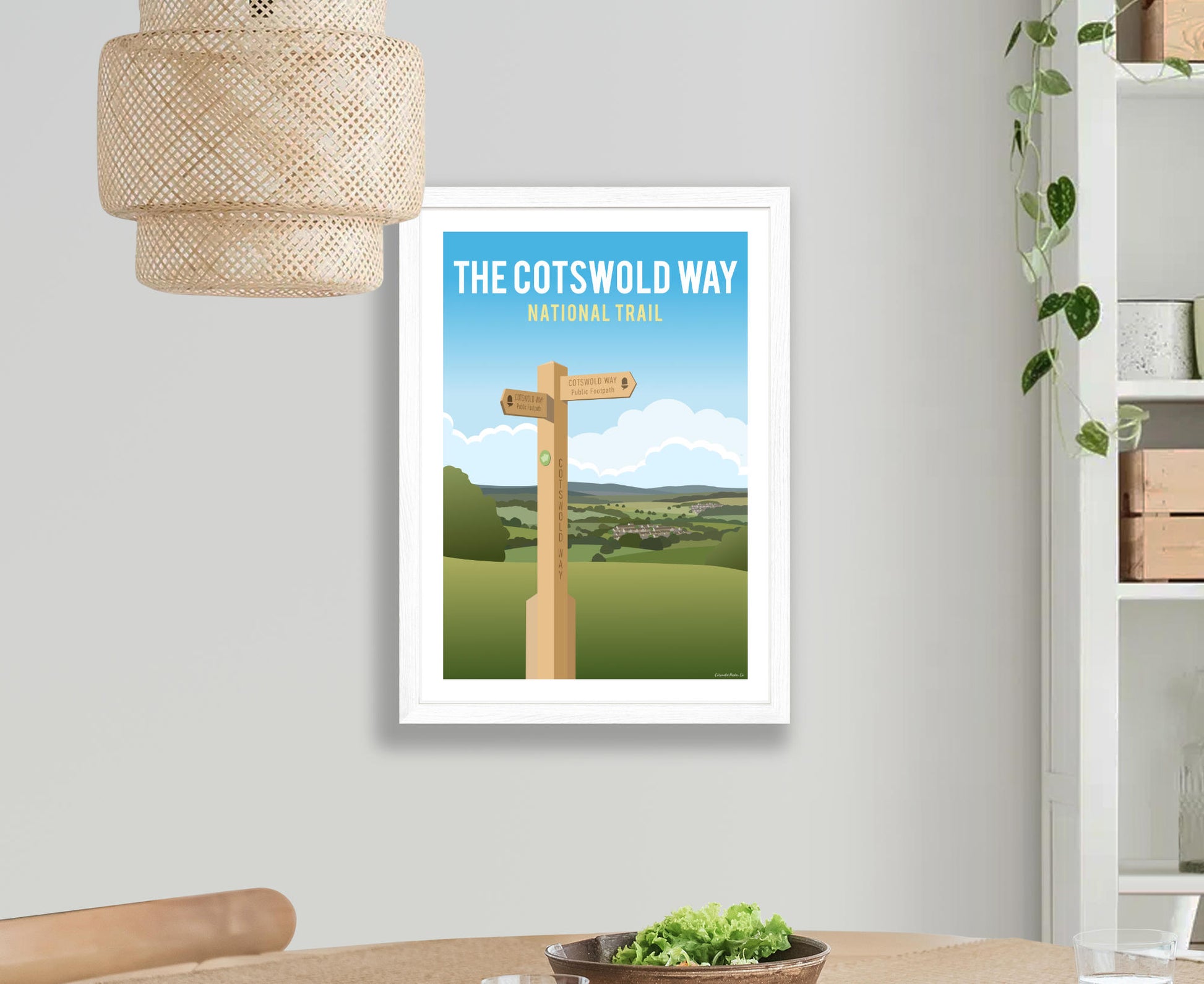 The Cotswold Way Poster in white frame