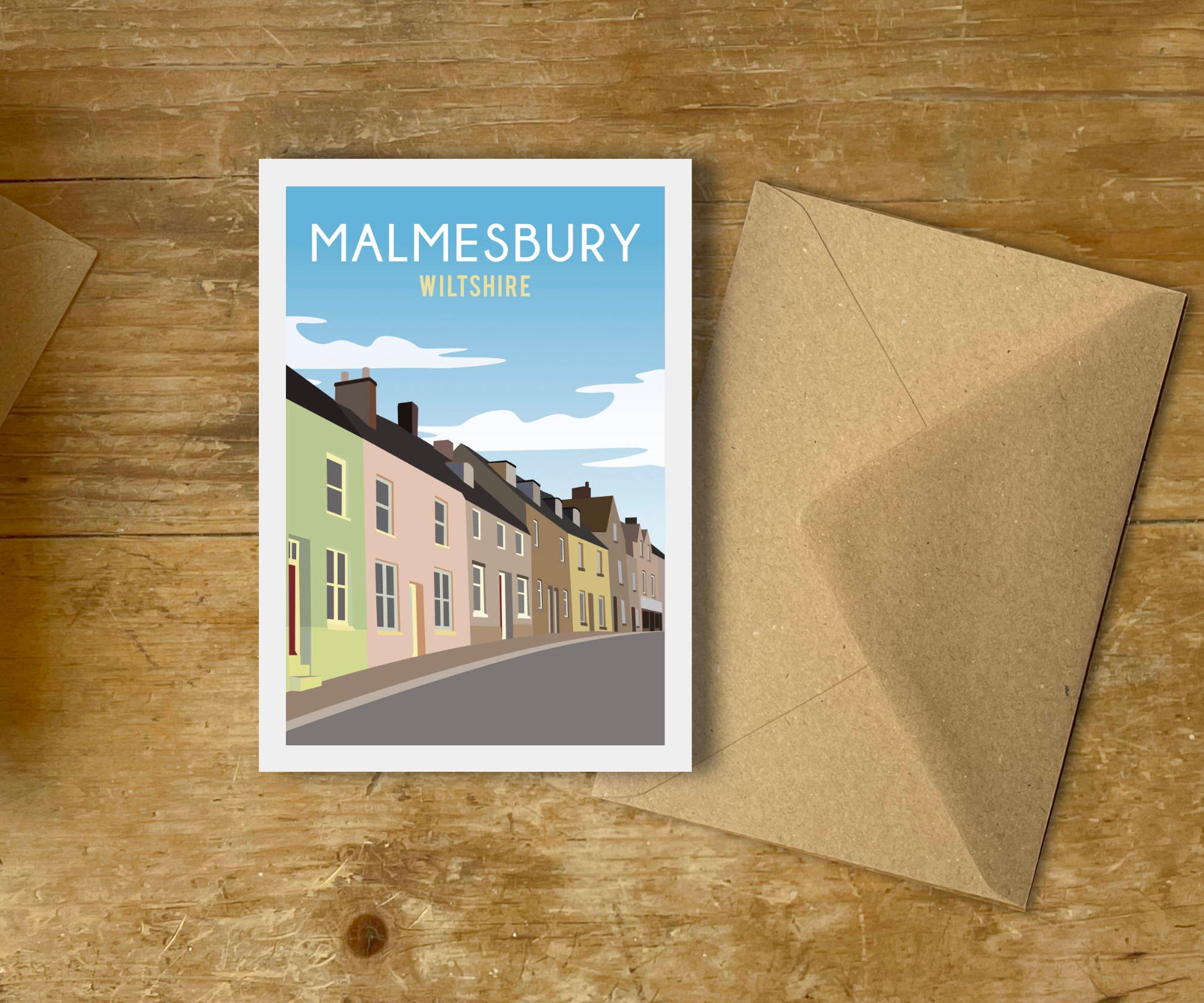 Malmesbury Street Greeting Card Vintage Travel