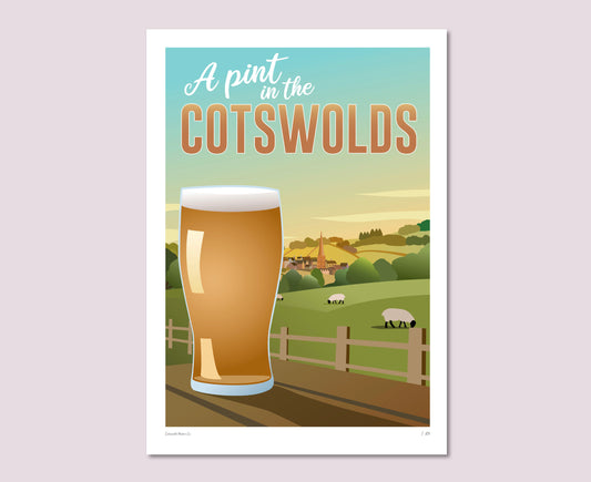 Cotswolds scene with beer poster