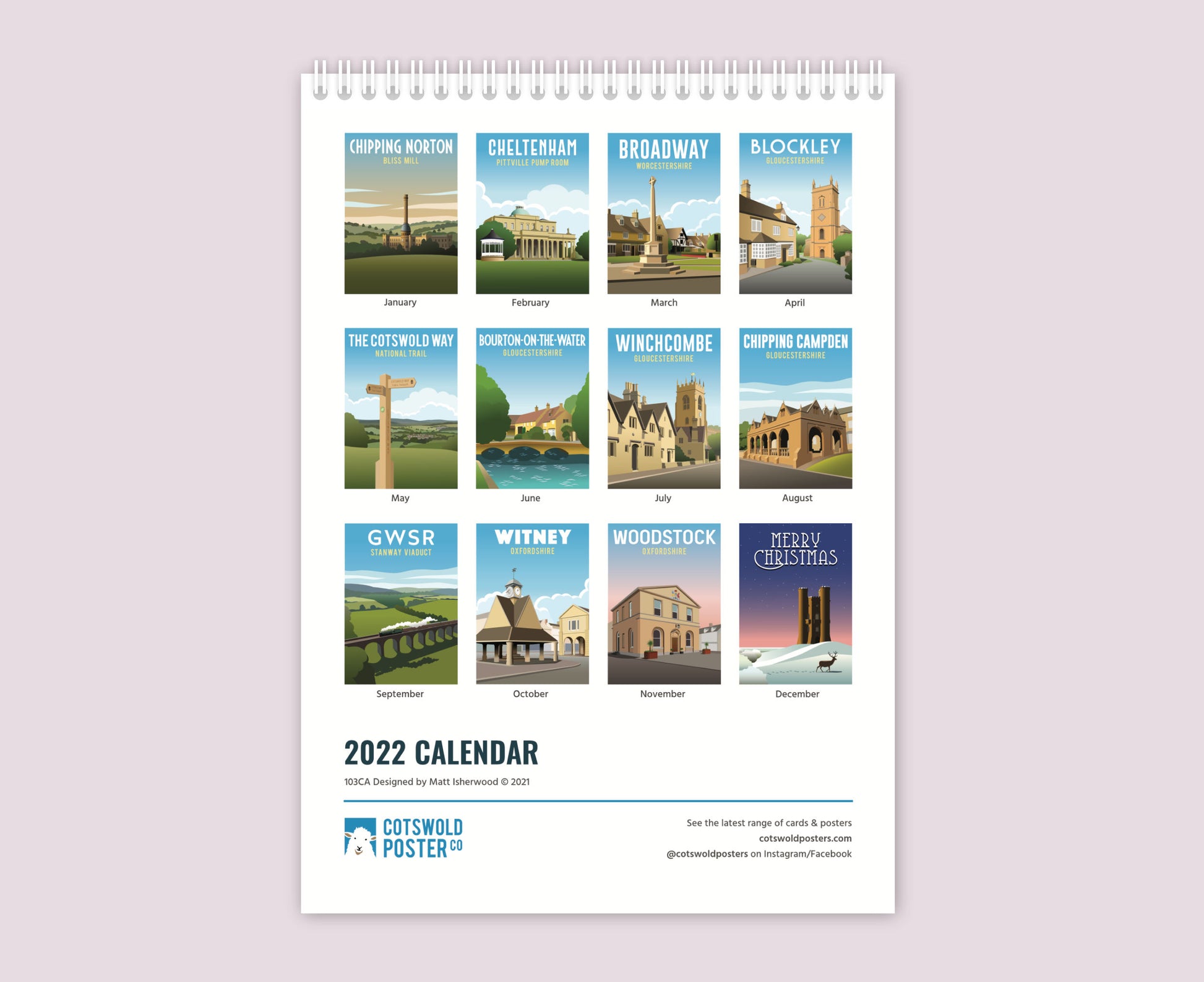 North Cotswolds 2022 Calendar back cover months