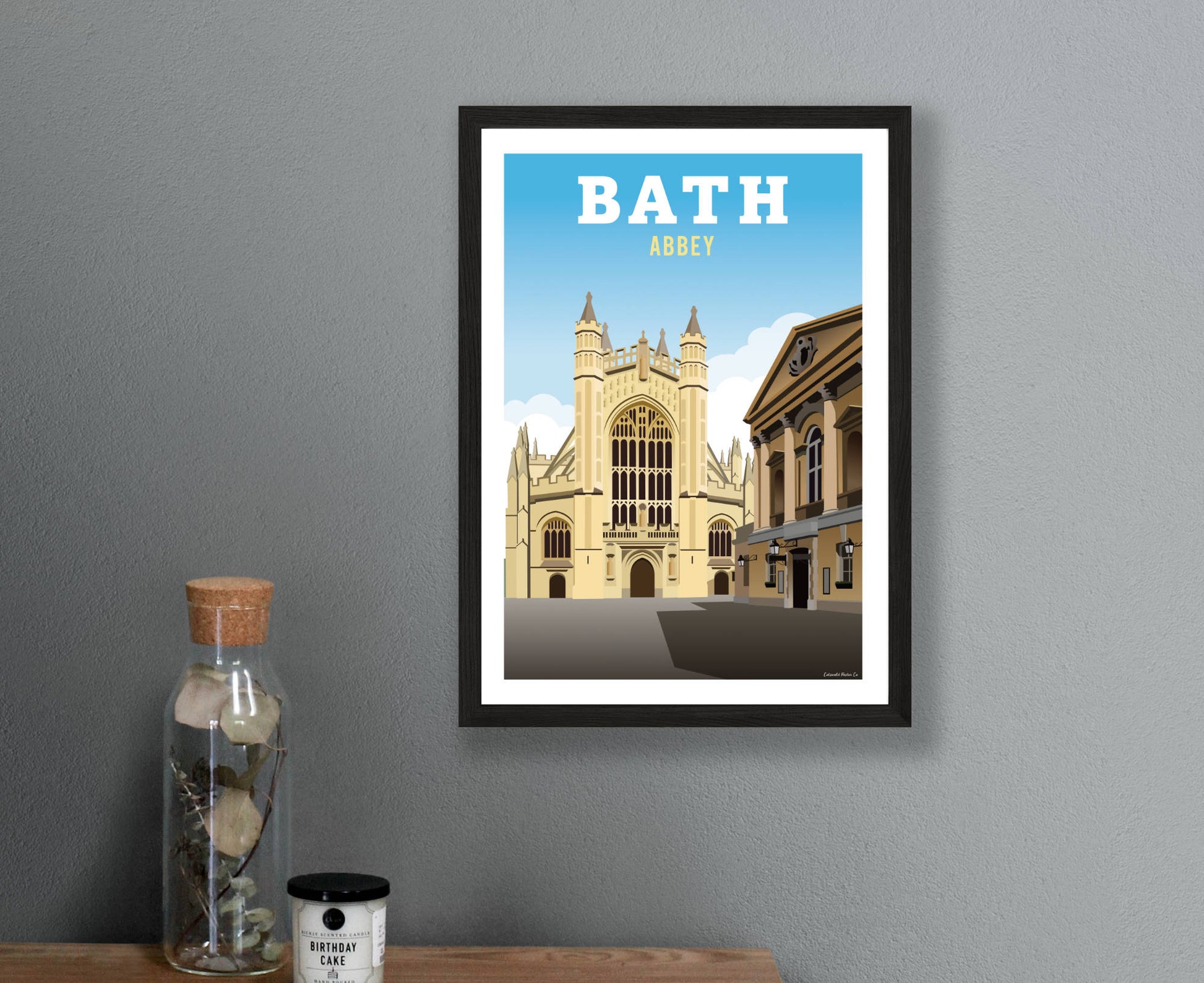 Bath Abbey Poster in frame on wall