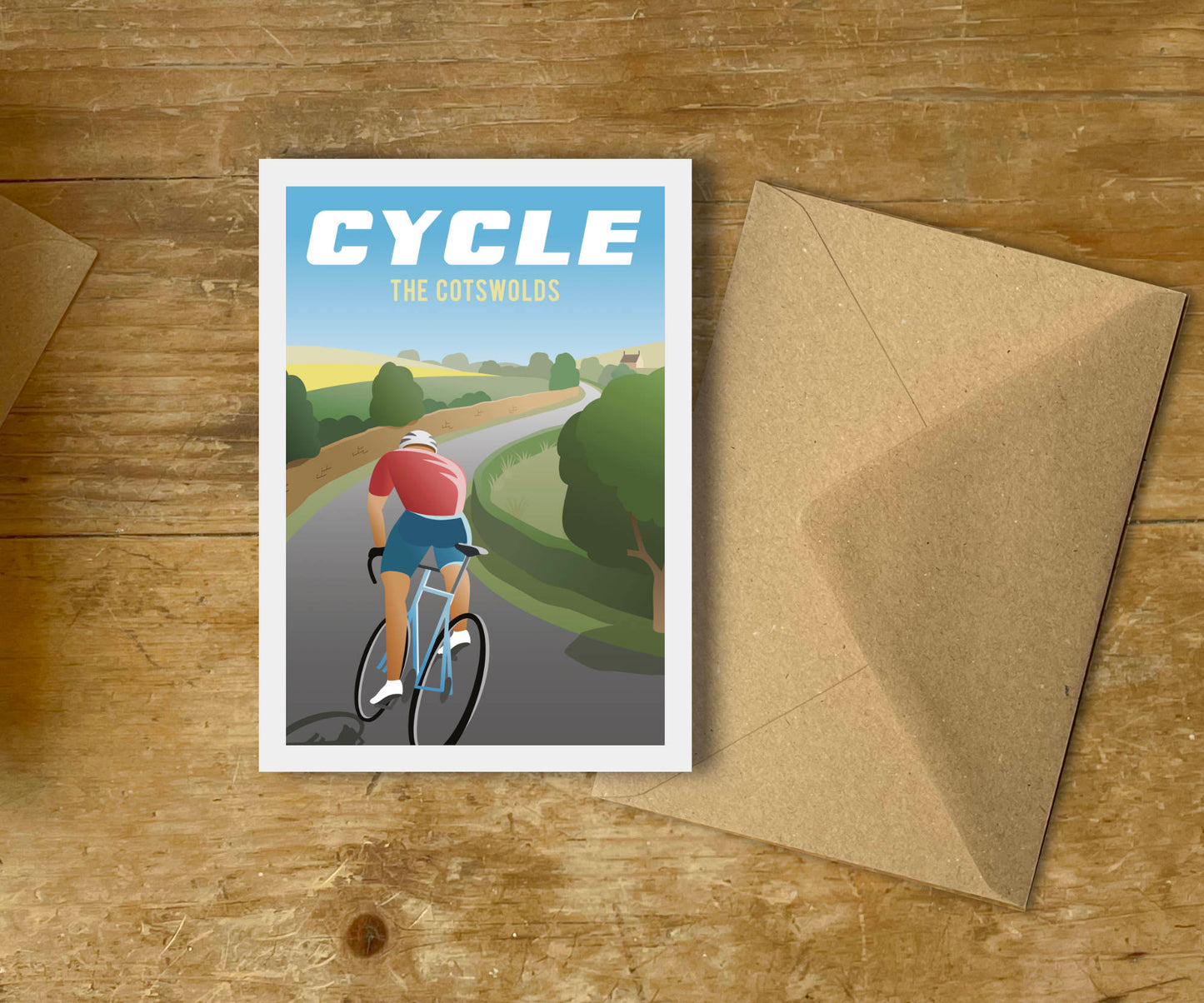 Cycle The Cotswolds Greeting Card bike countryside