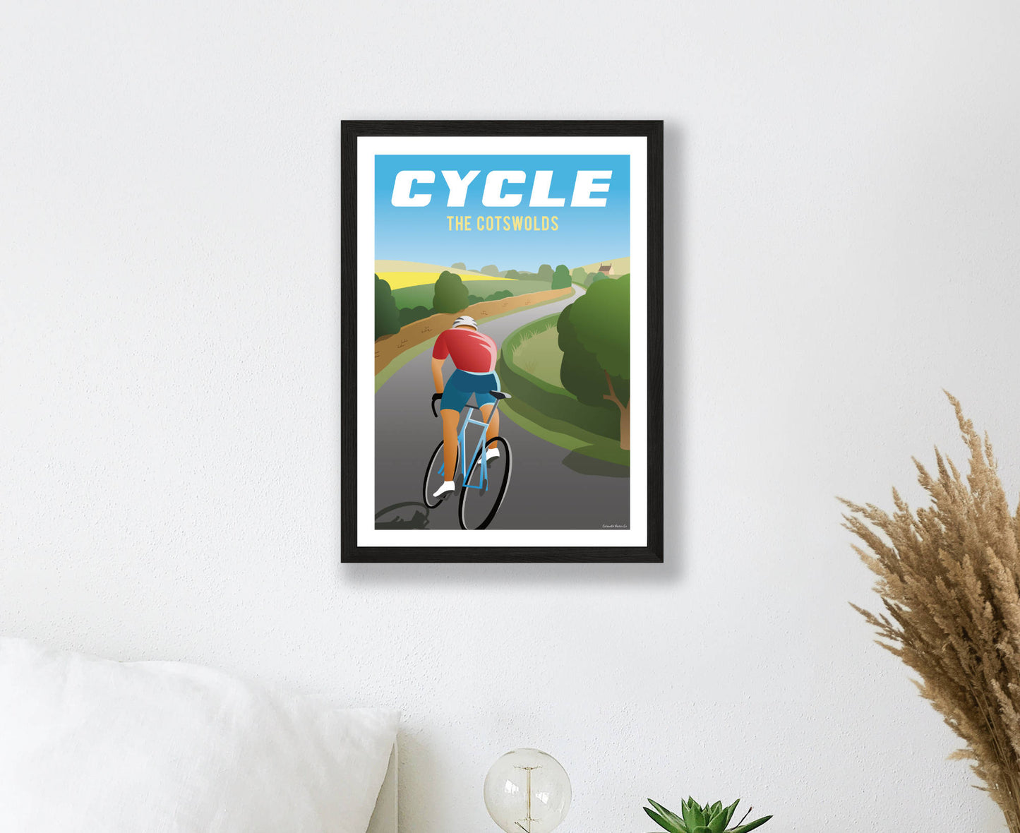 Cycle The Cotswolds Poster in black frame