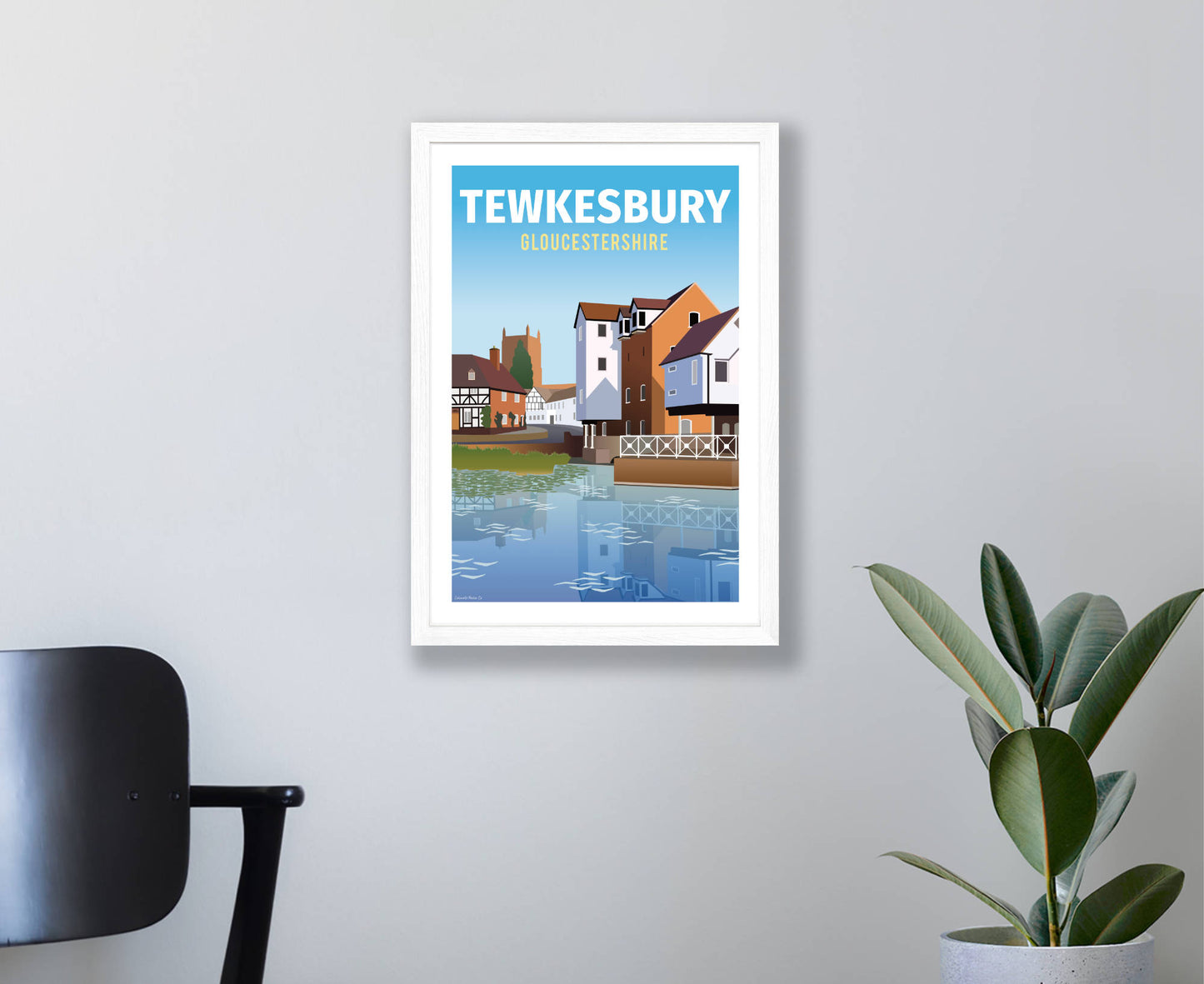 Tewkesbury Mill Poster white frame on wall