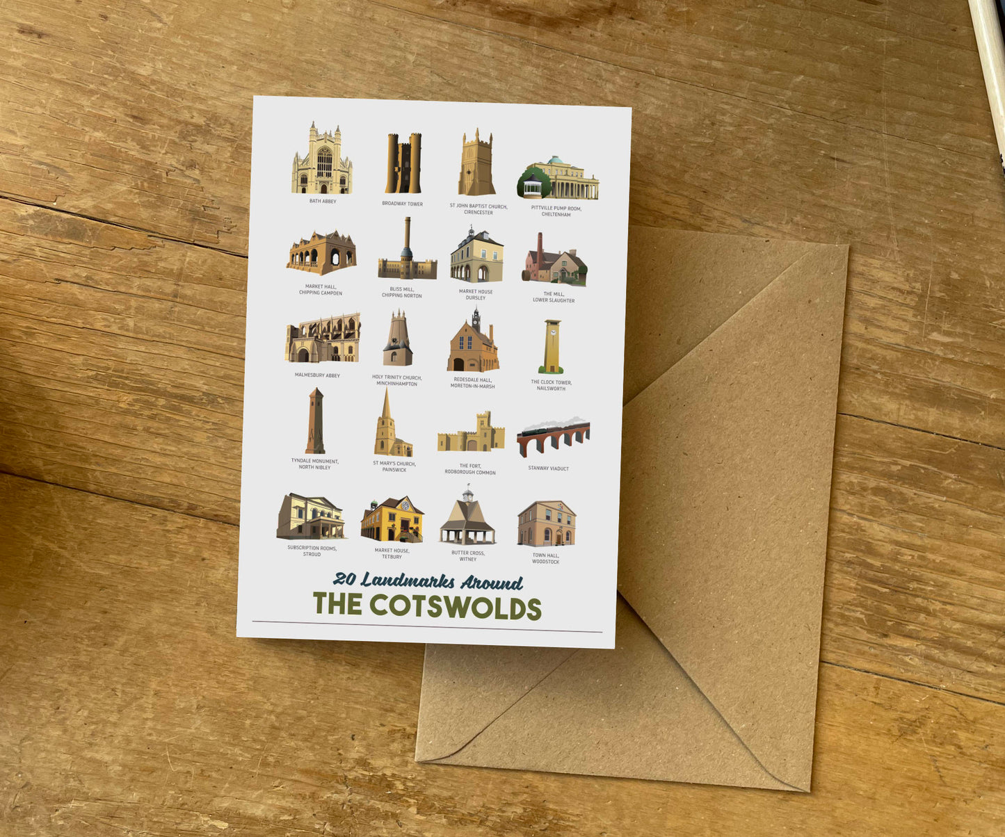Cotswold Landmarks Greeting Card Printed Envelope