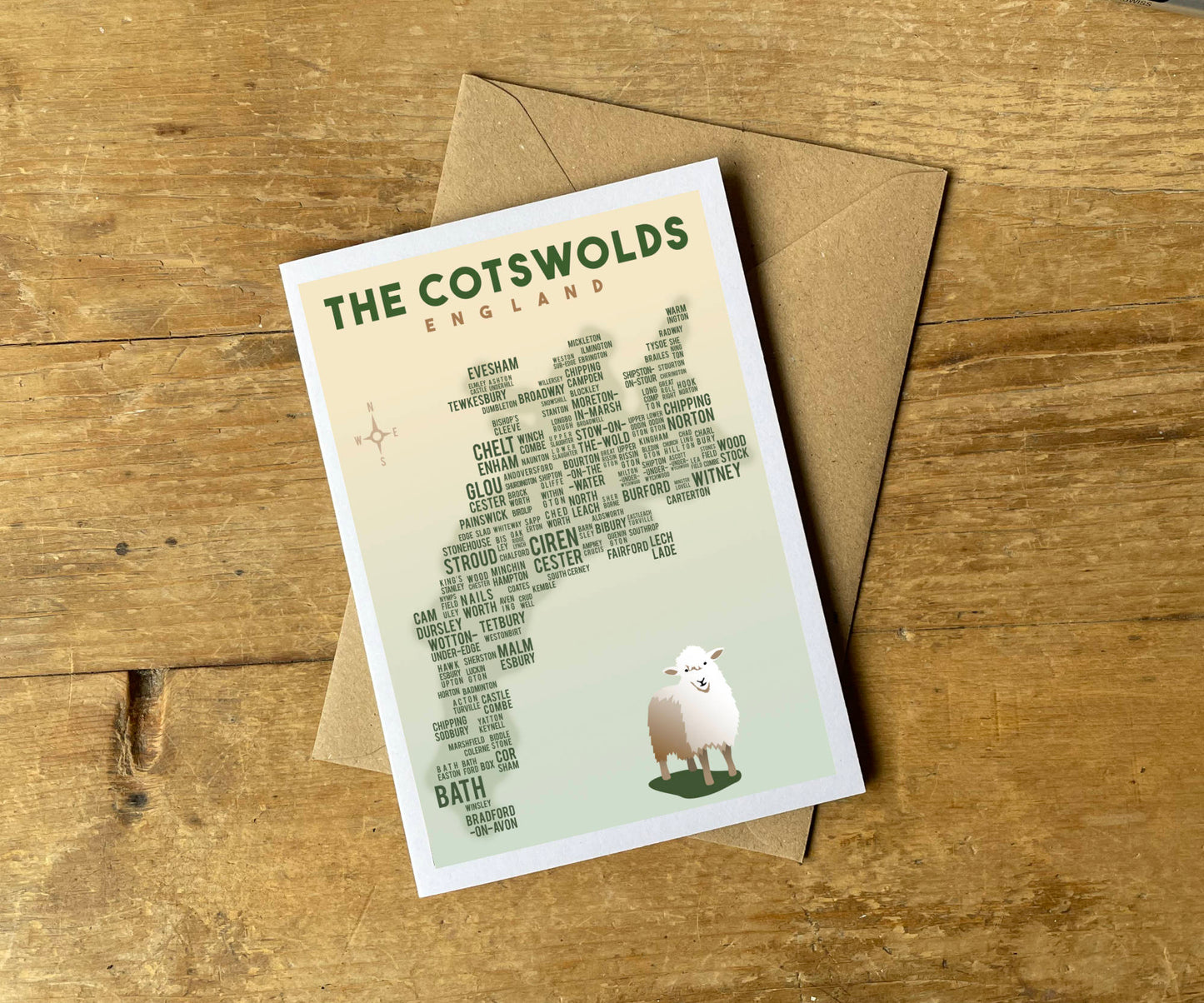 Cotswold Places Map Greeting Card