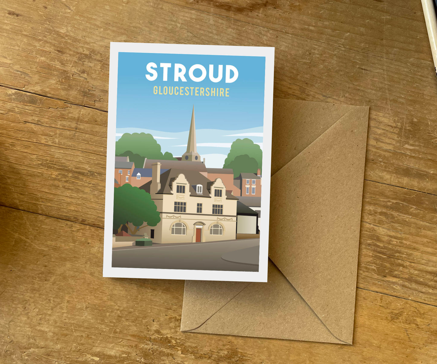 Stroud Town Greeting Card Retro Travel