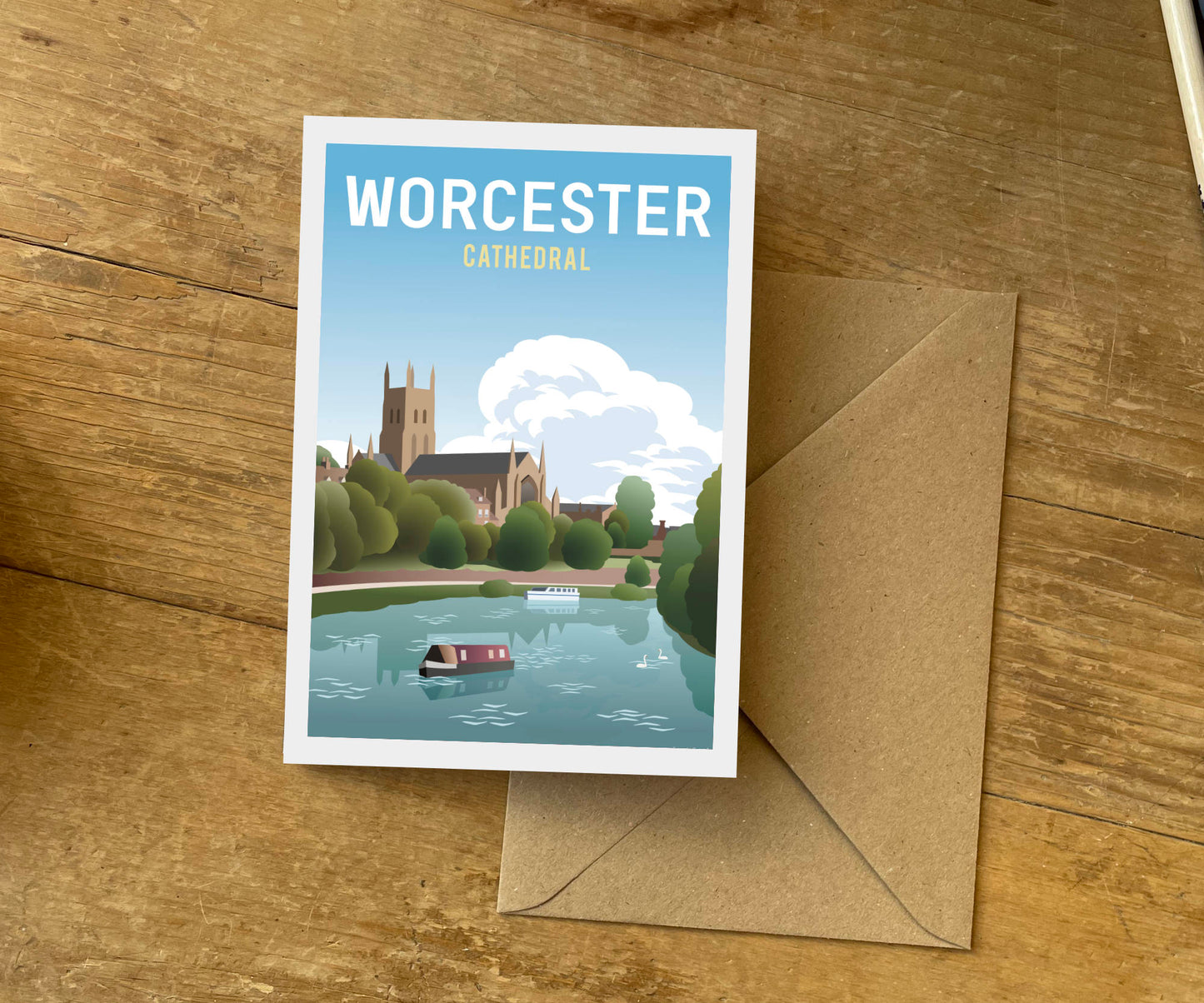 Worcester Cathedral Greeting Card Vintage Style