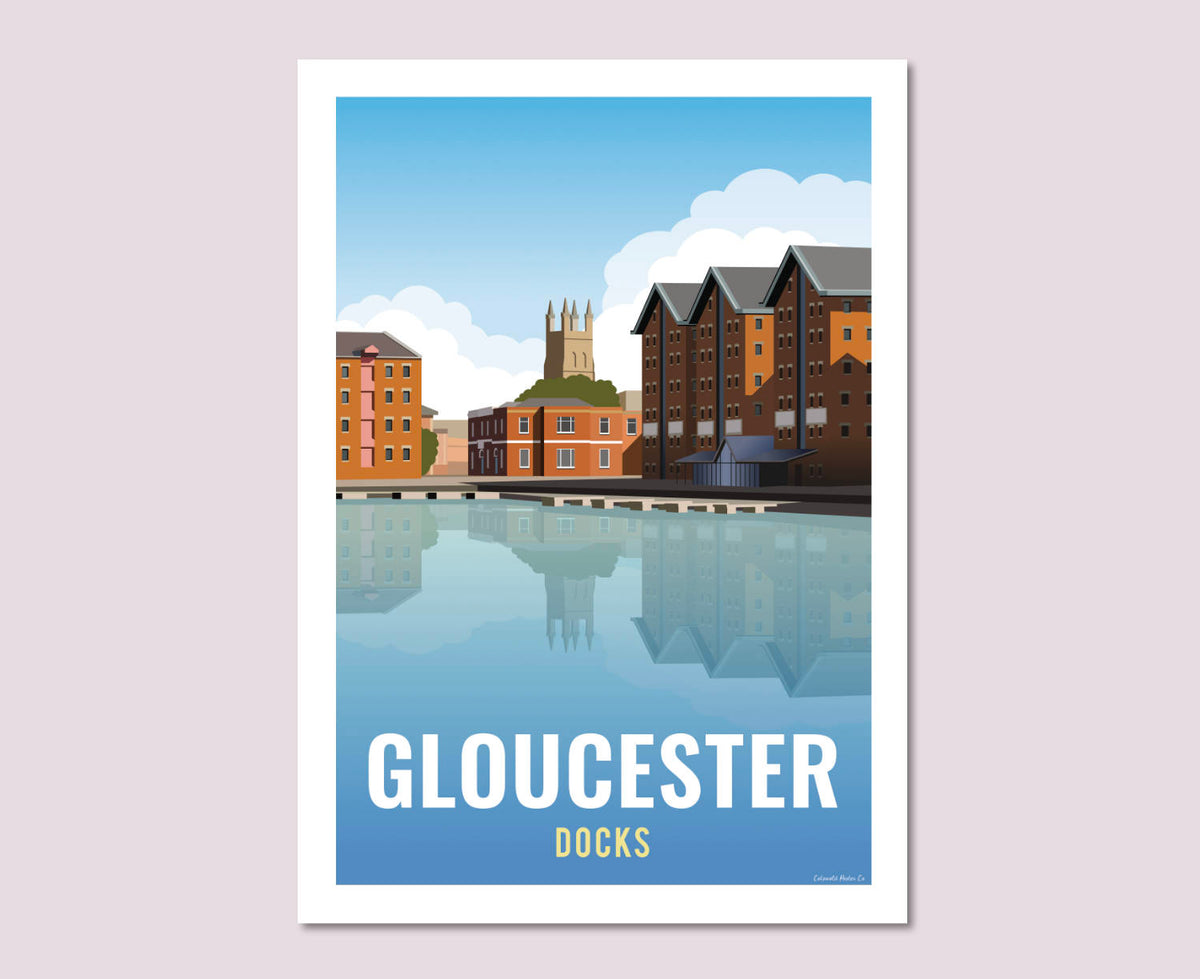 Gloucester Docks Poster – Art Print Quays Cathedral City – Cotswold ...
