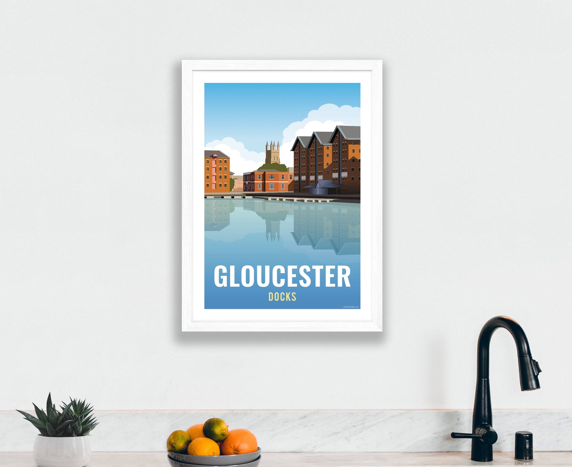 Gloucester Docks Poster interior white frame
