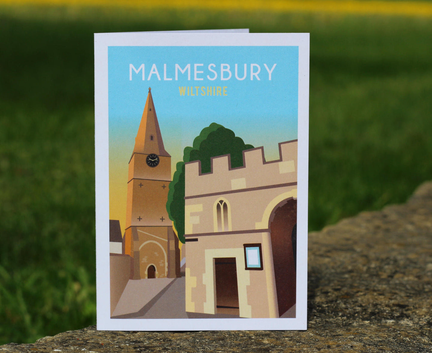 Malmesbury Bell Tower Greeting Card standing up