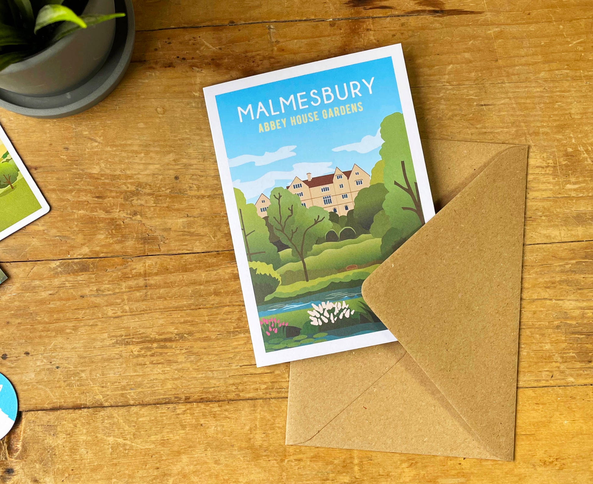 Malmesbury Abbey House Gardens Greeting Card in envelope
