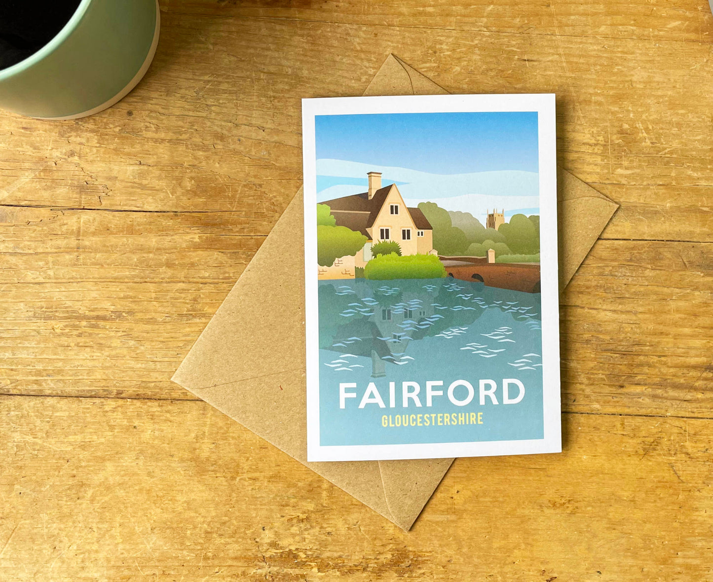 Fairford Mill Greeting Card on table
