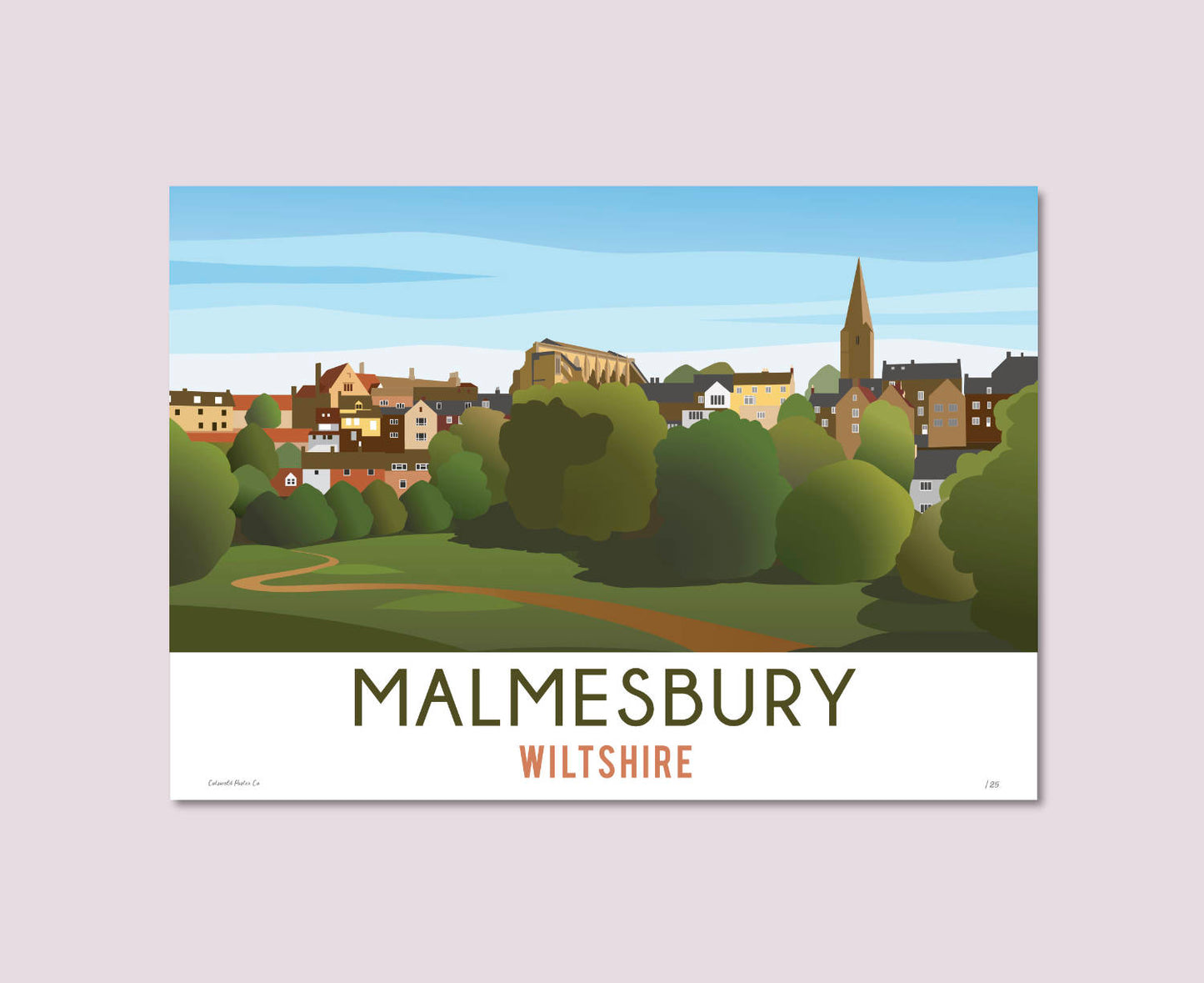 Malmesbury Town Skyline Poster