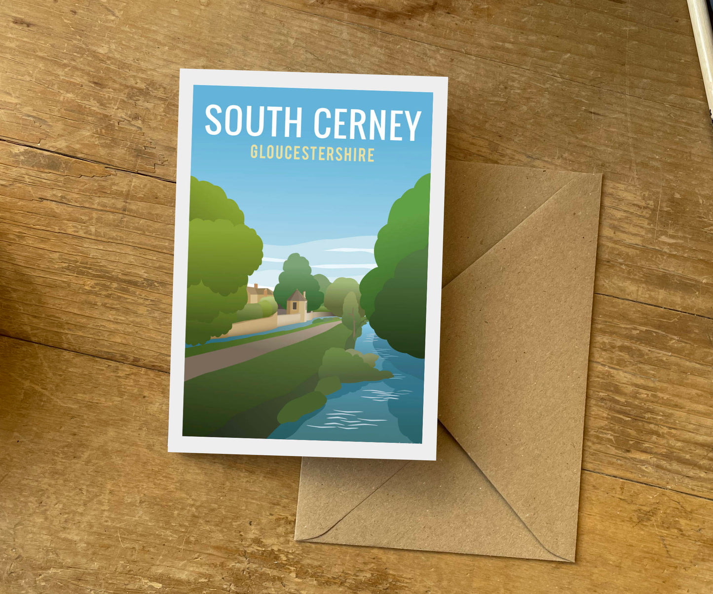 South Cerney Greeeting Card with brown envelope