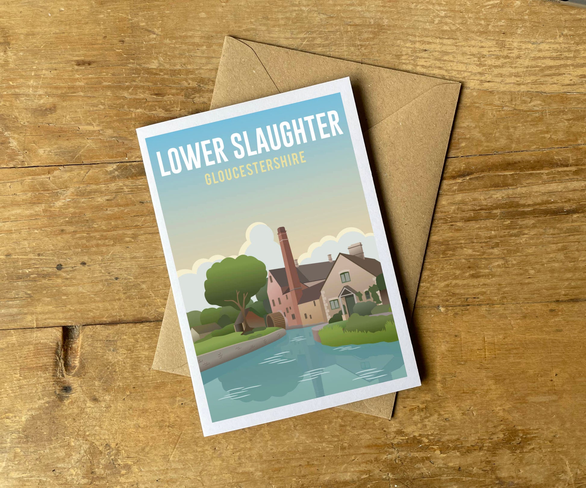 Lower Slaughter Greeting Card recycled with envelope