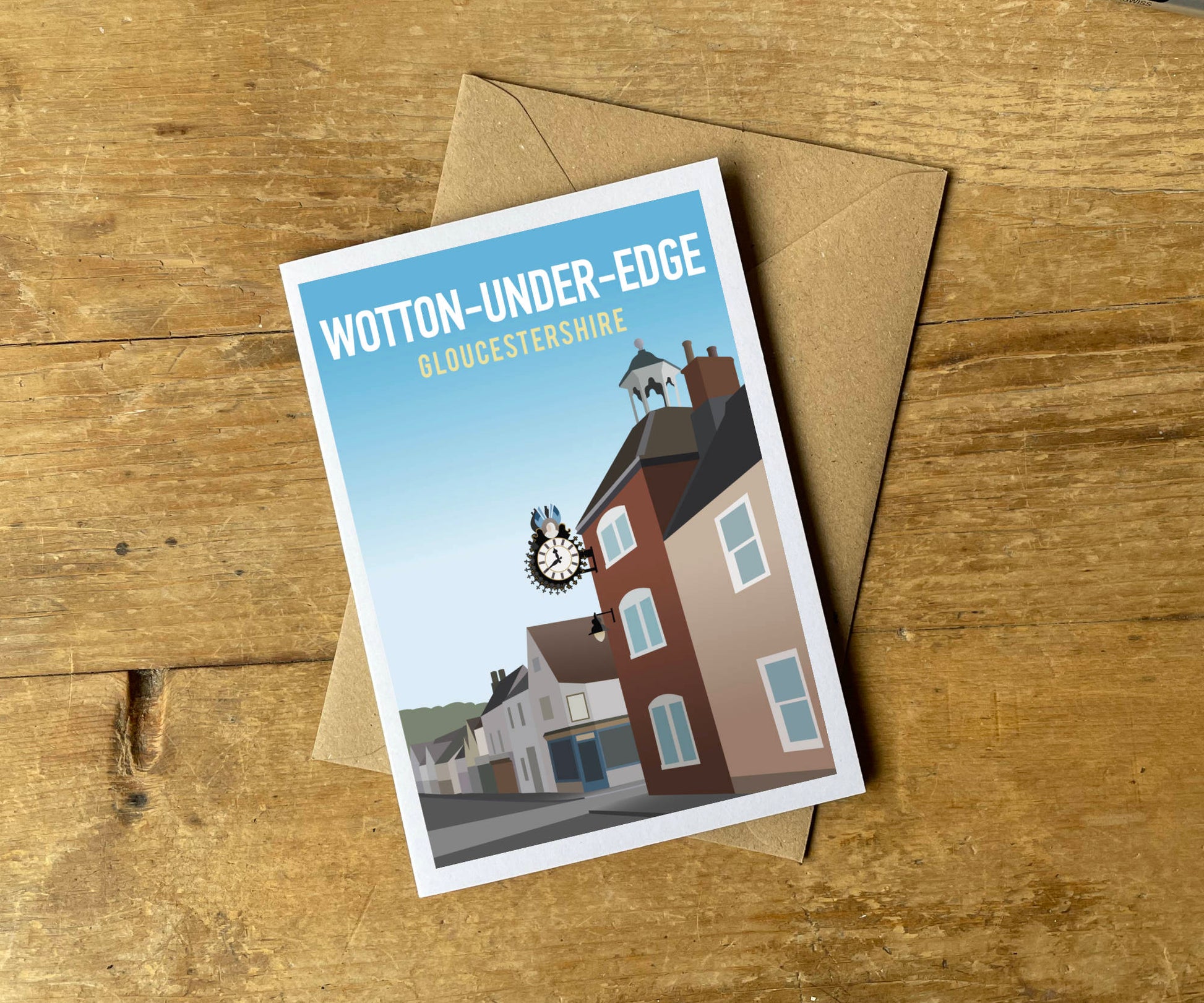 Wotton-under-Edge Greeting Card retro design