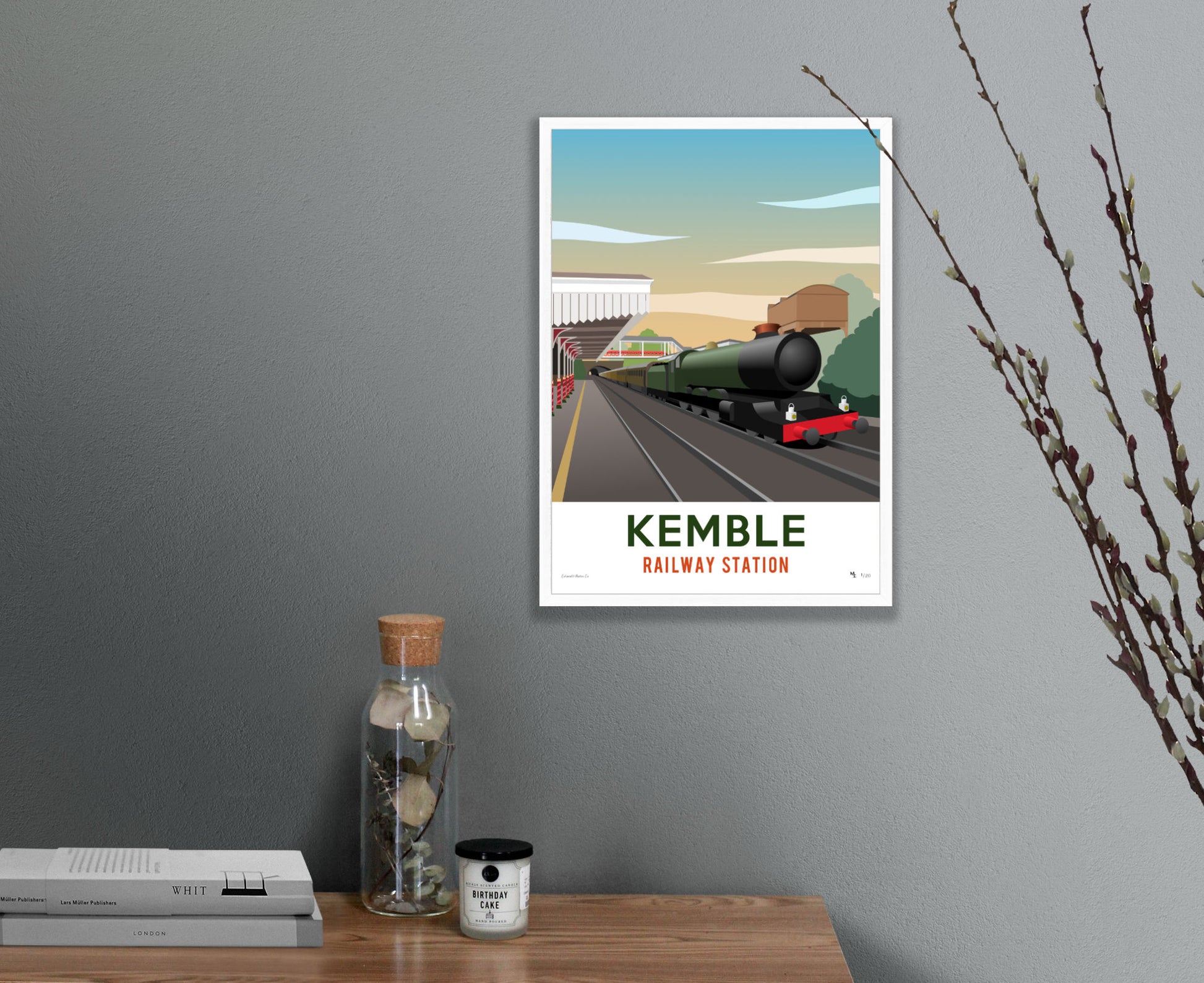 Kemble Railway Station Poster – Limited Edition in white frame