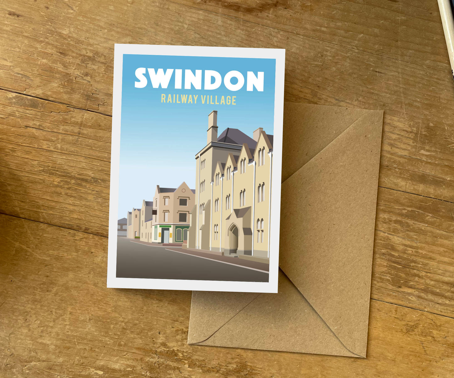 Swindon Railway Village Greeting Card vintage travel style