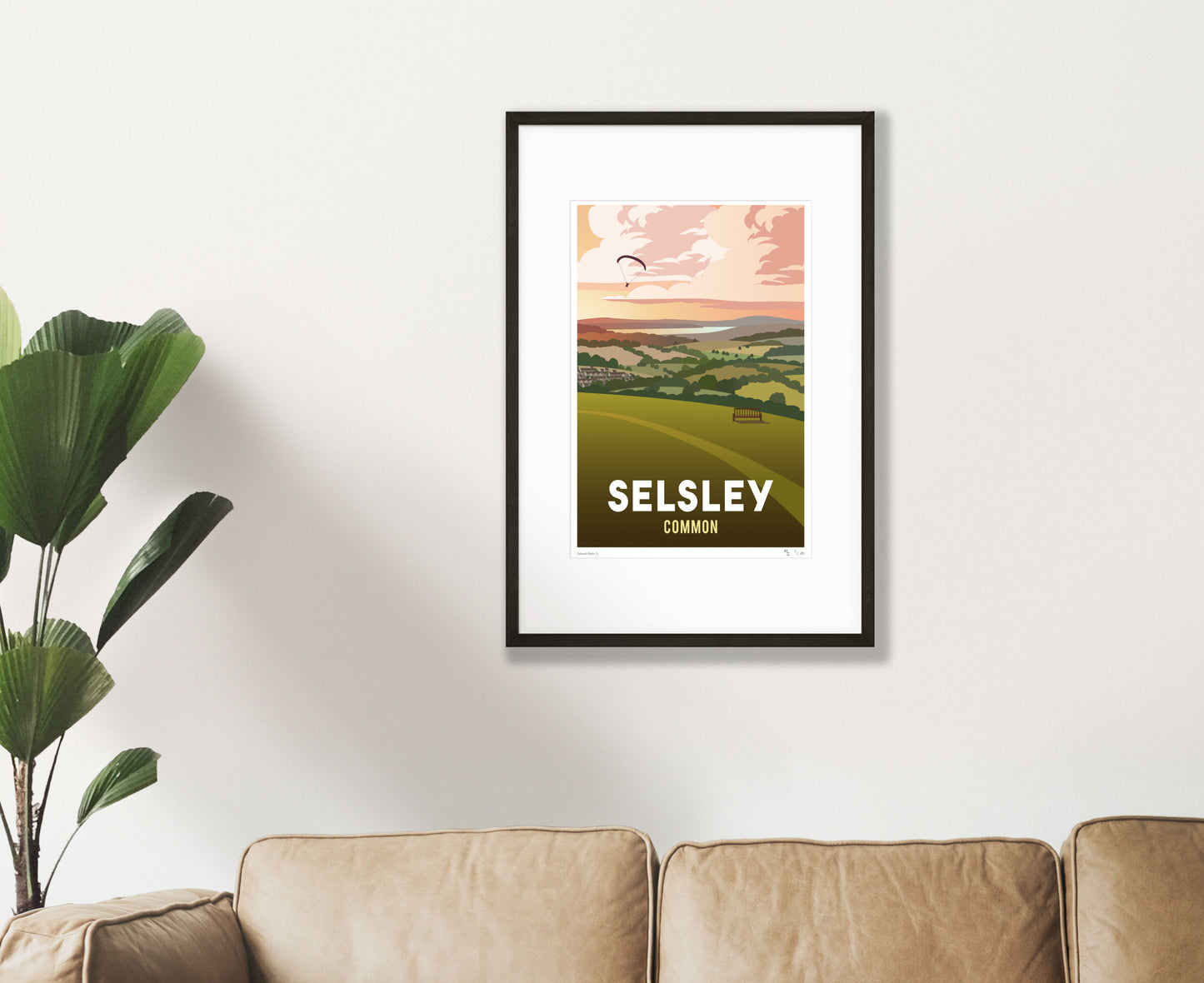 Selsley Common Sunset Poster Limited Edition in black frame