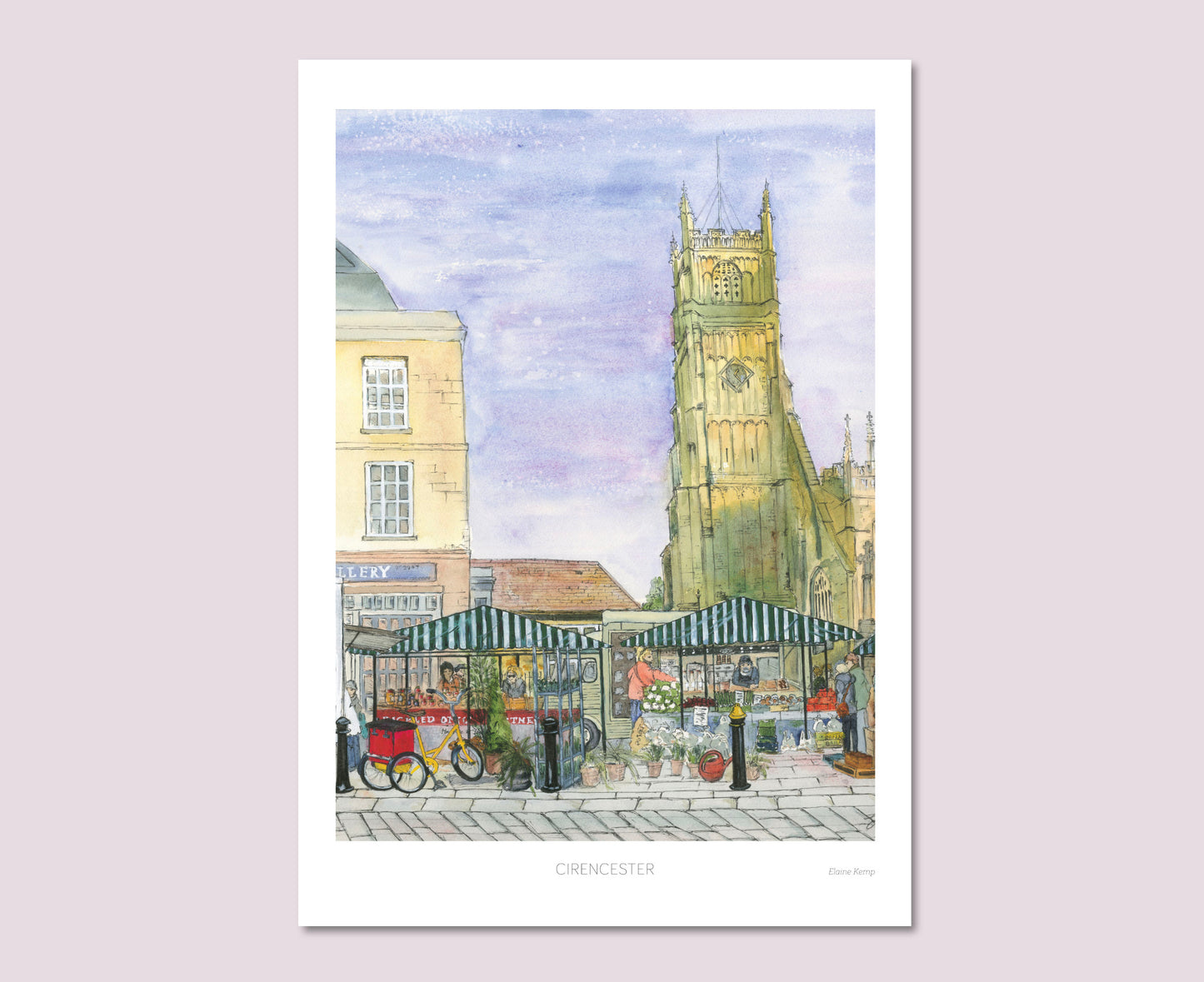 Cirencester Market and Church Watercolour Print