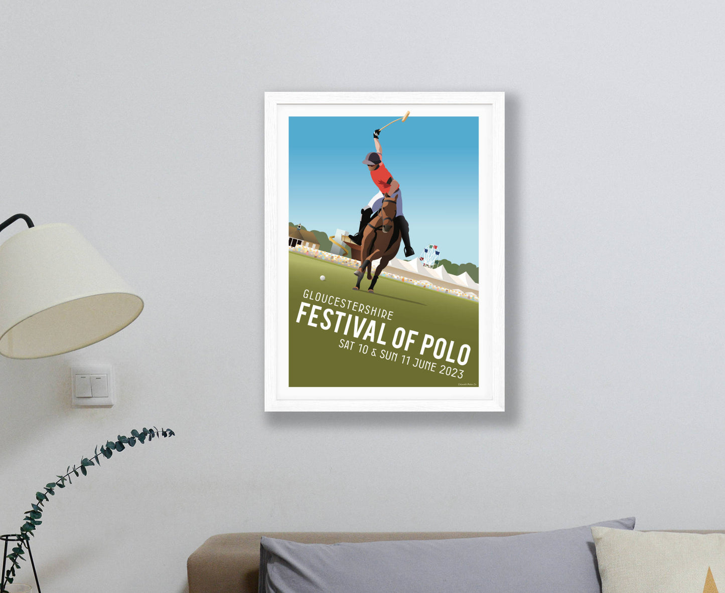 Gloucestershire Festival of Polo 2023 Poster home white frame